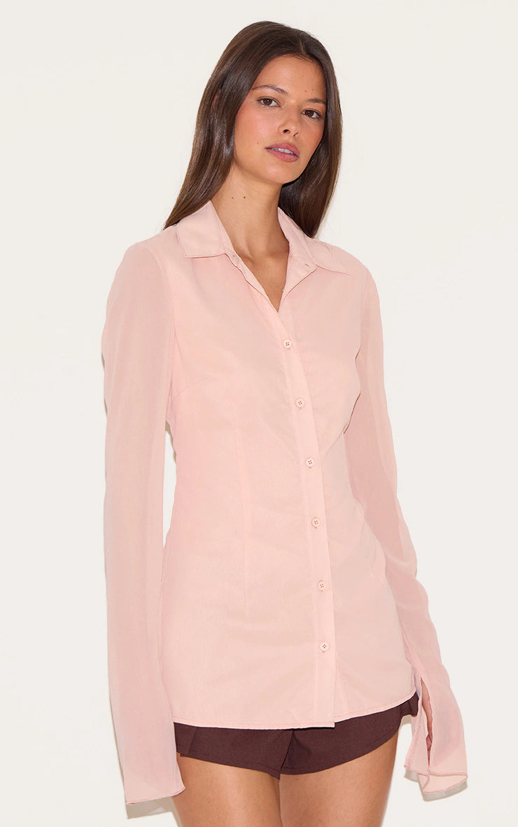Dusty Pink Fitted Chiffon Shirt