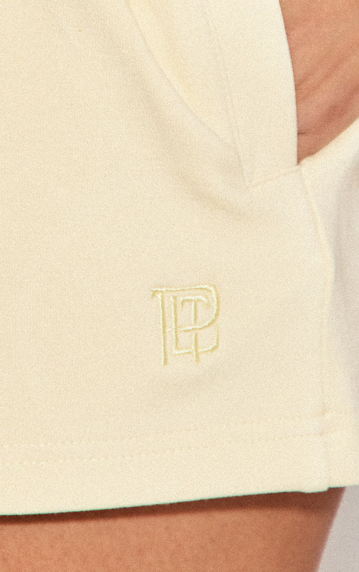 Butter Cream Embroidered Interlock Shorts