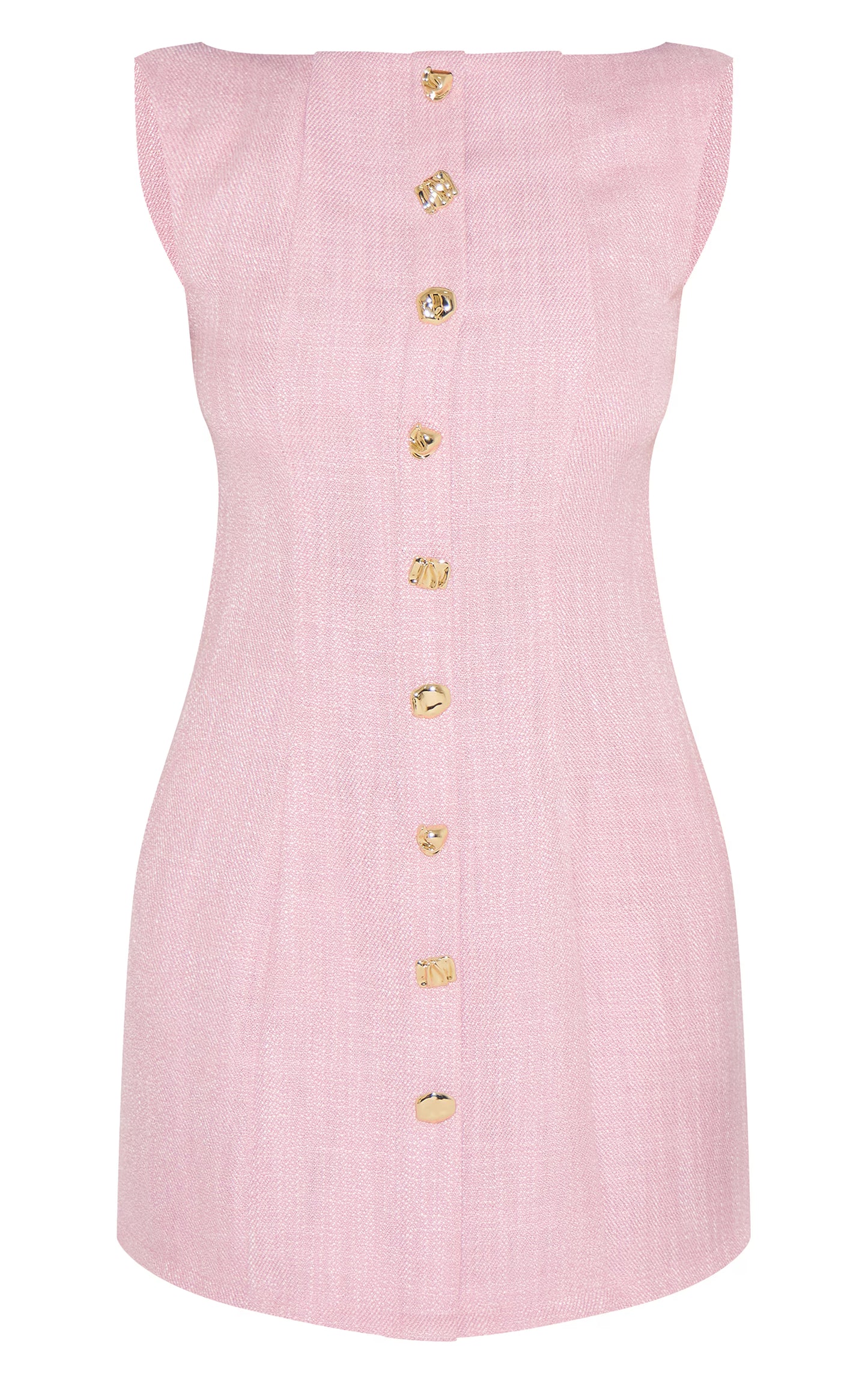 Baby Pink Twill Button Down Bodycon Dress