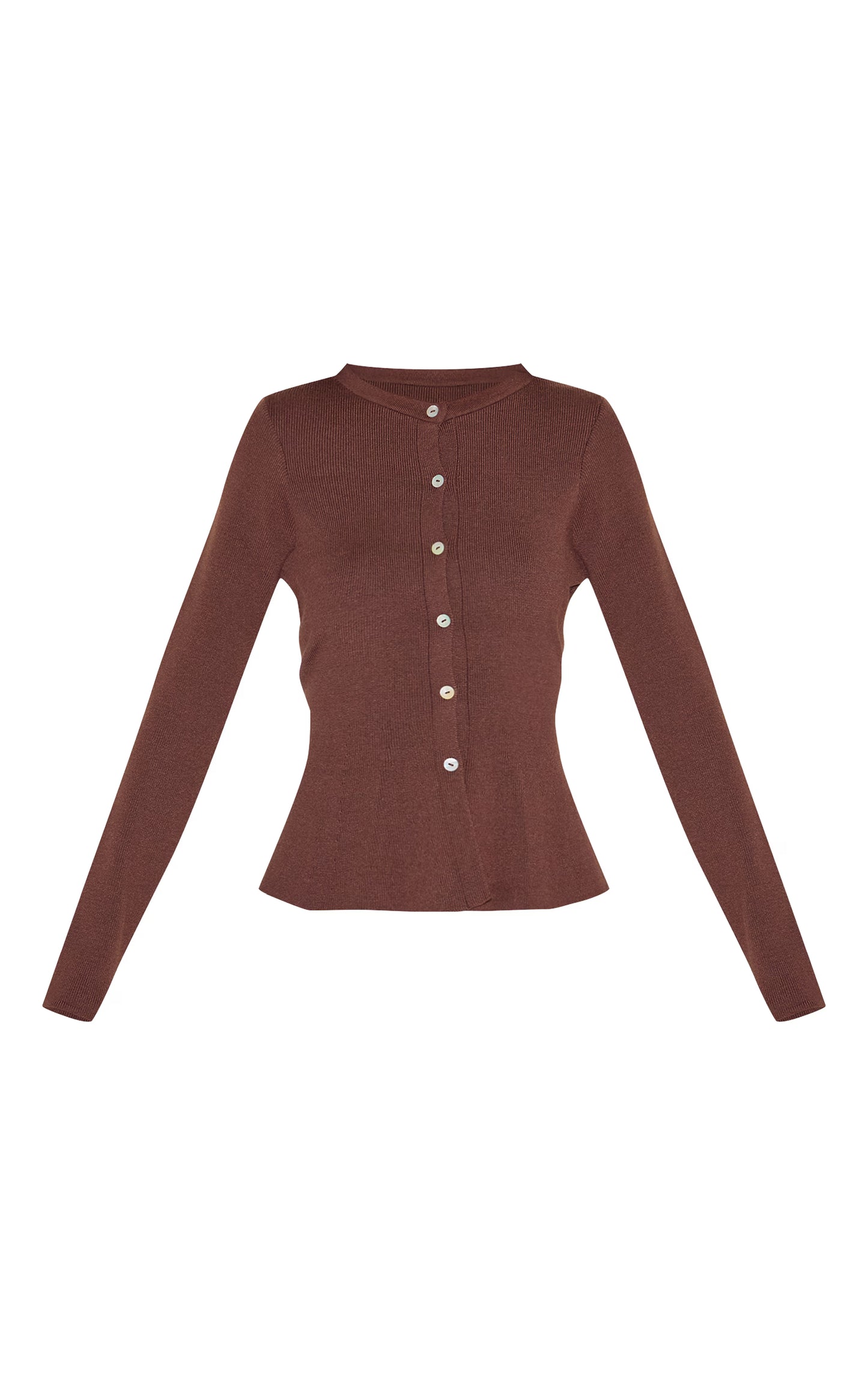 Mocha Compact Knit Peplum Cardigan