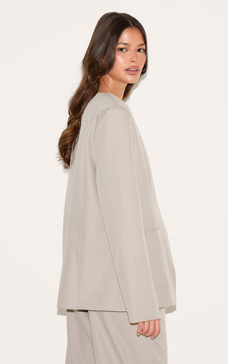 Sand Tailored Woven Asymmetric Blazer