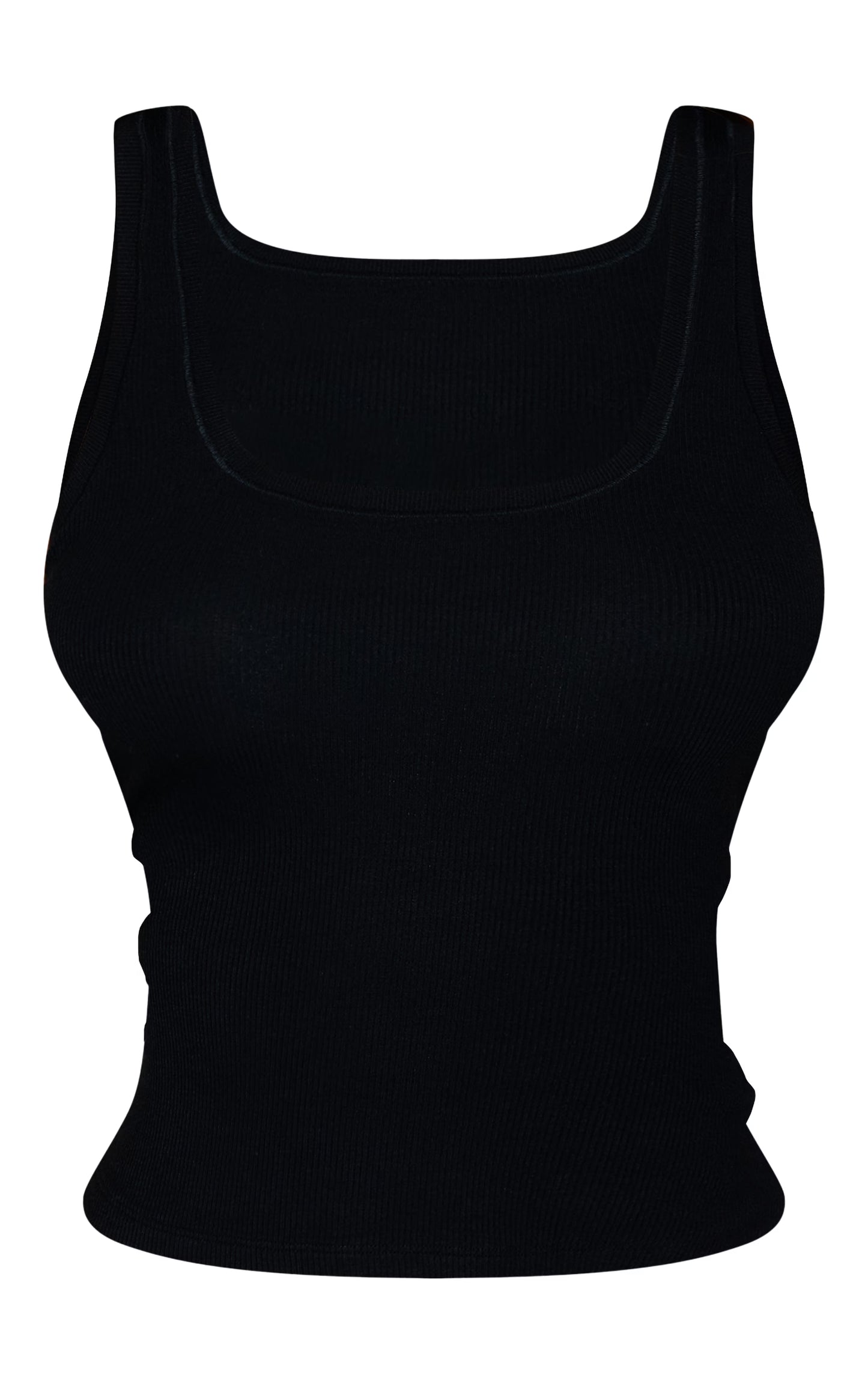 Black Soft Rib Scoop Neck Vest Top