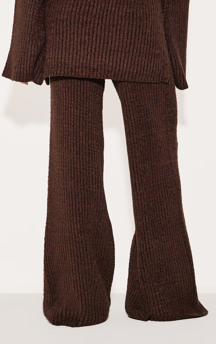 Chocolate Rib Boucle Knit Wide Leg Pant