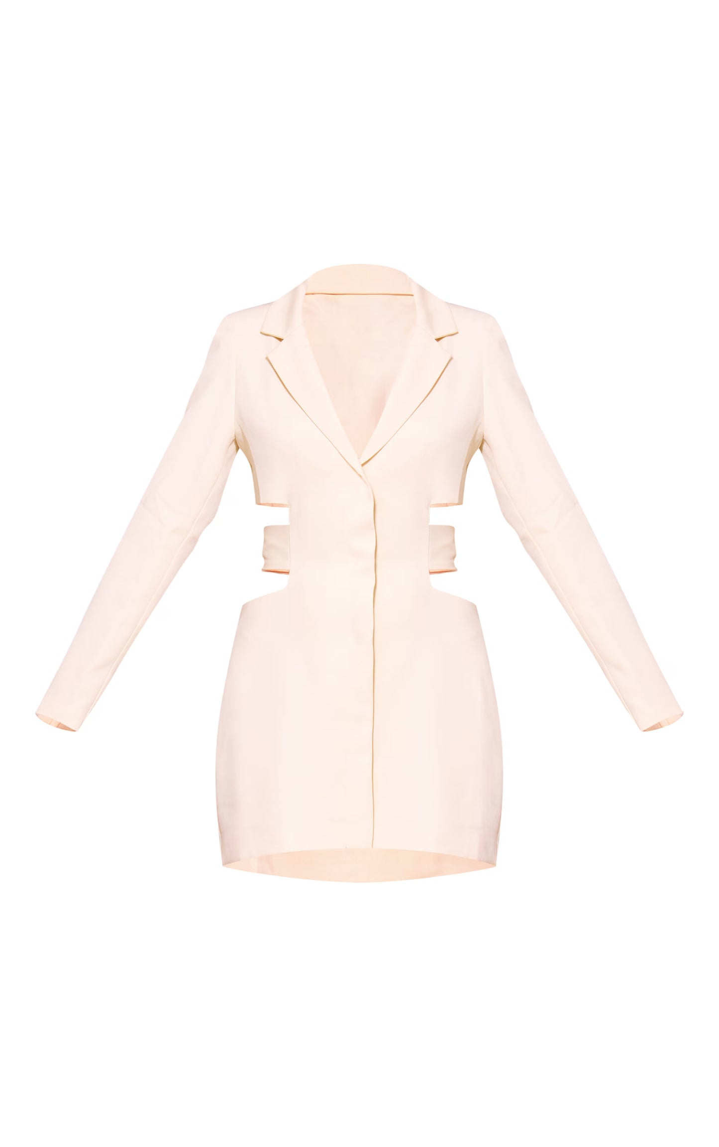 Cream Woven Cut Out Tie Back Blazer Dress