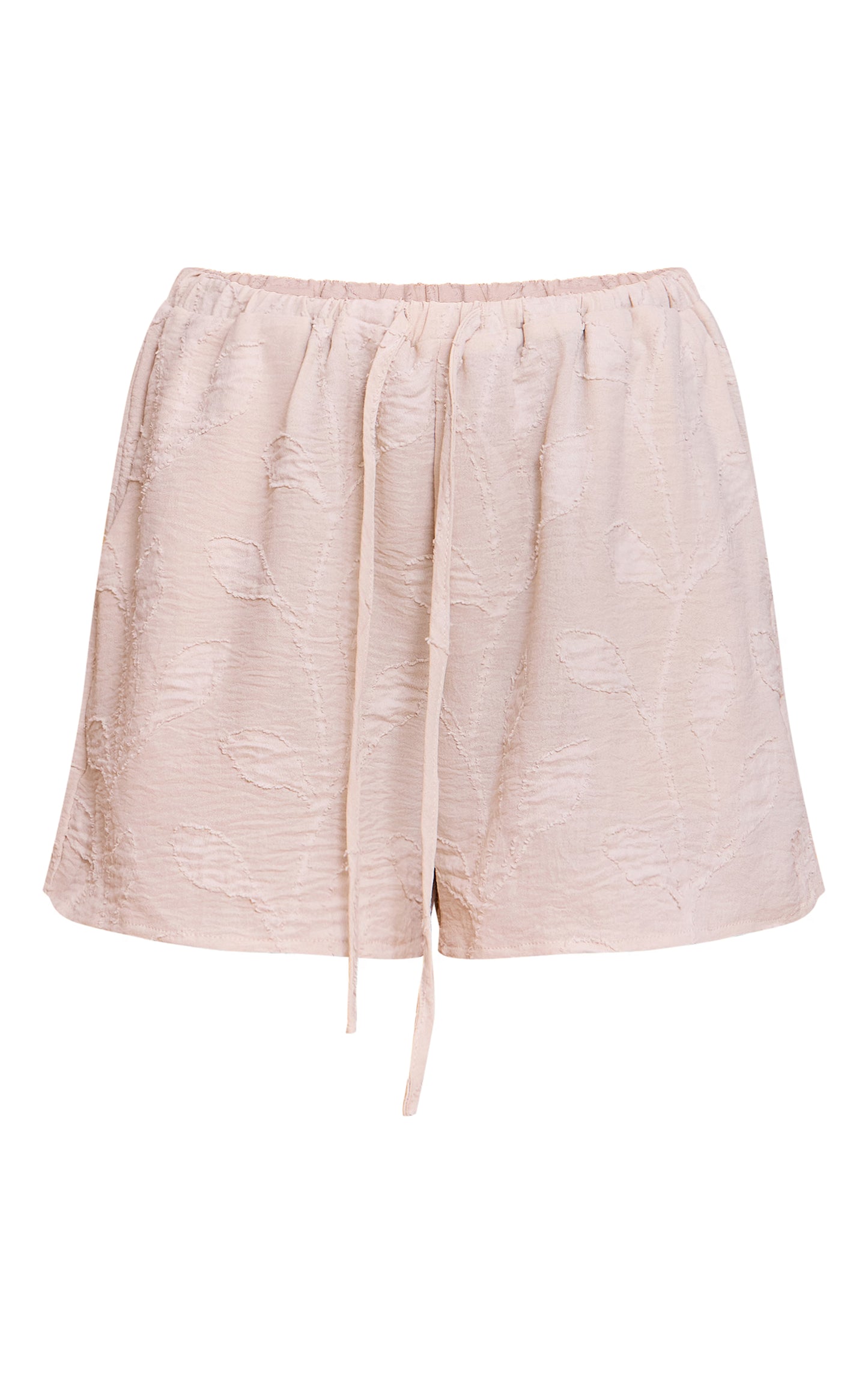 Cream Embroidered Floral Floaty Shorts