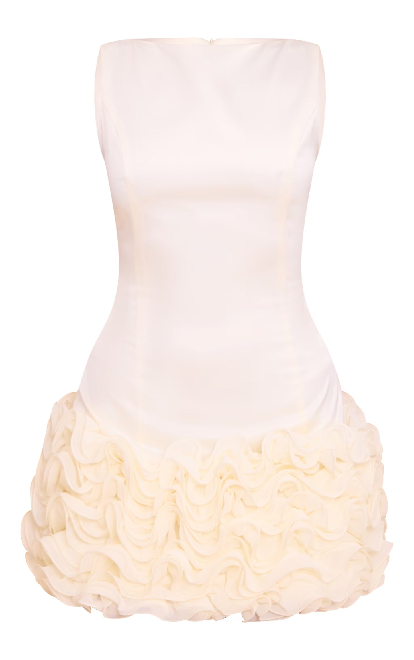 Cream Boat Neck Flower Detail Bodycon Dress