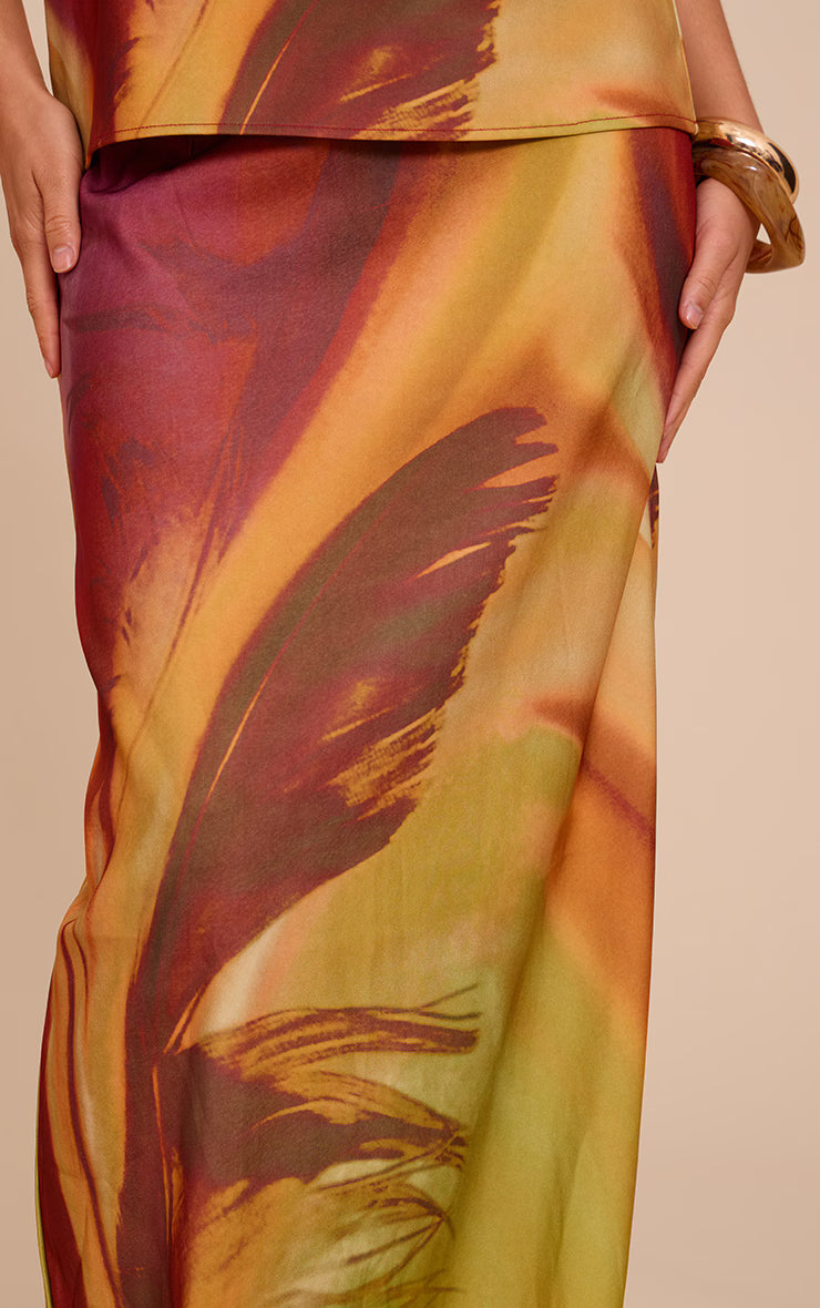 Multi Flower Print Woven Maxi Skirt