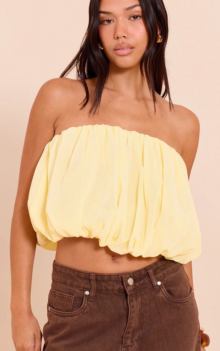 Lemon Chiffon Puff Ball Bandeau