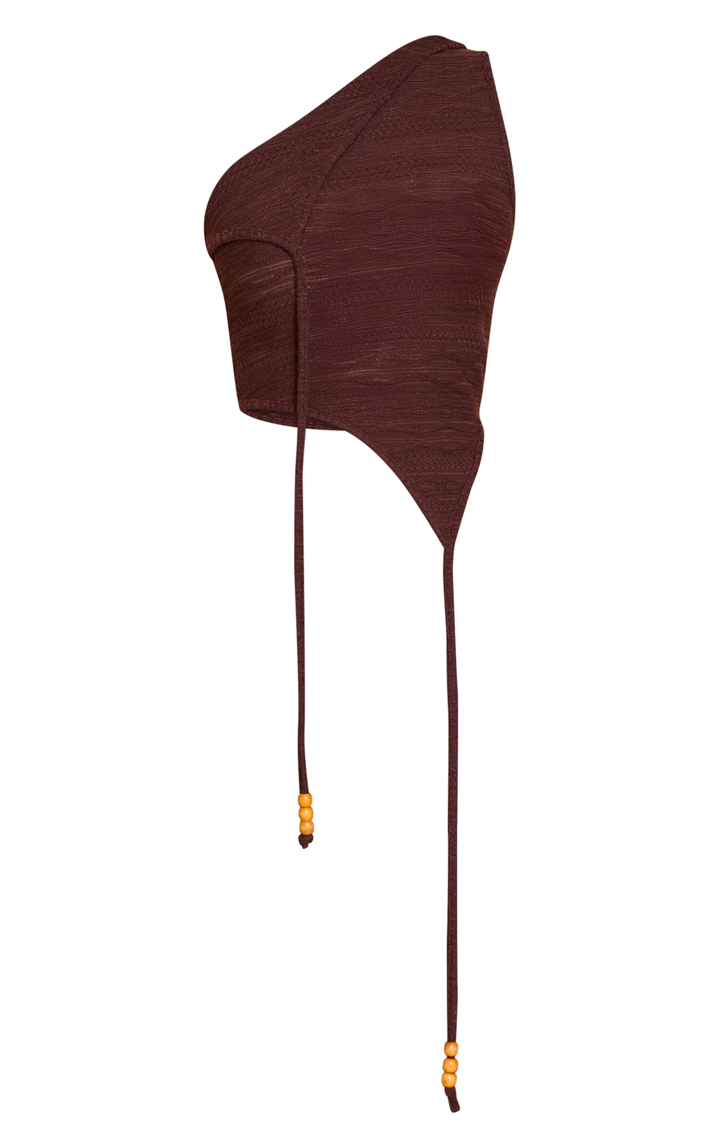 Chocolate Textured Bead Asymmetrical Crop Top