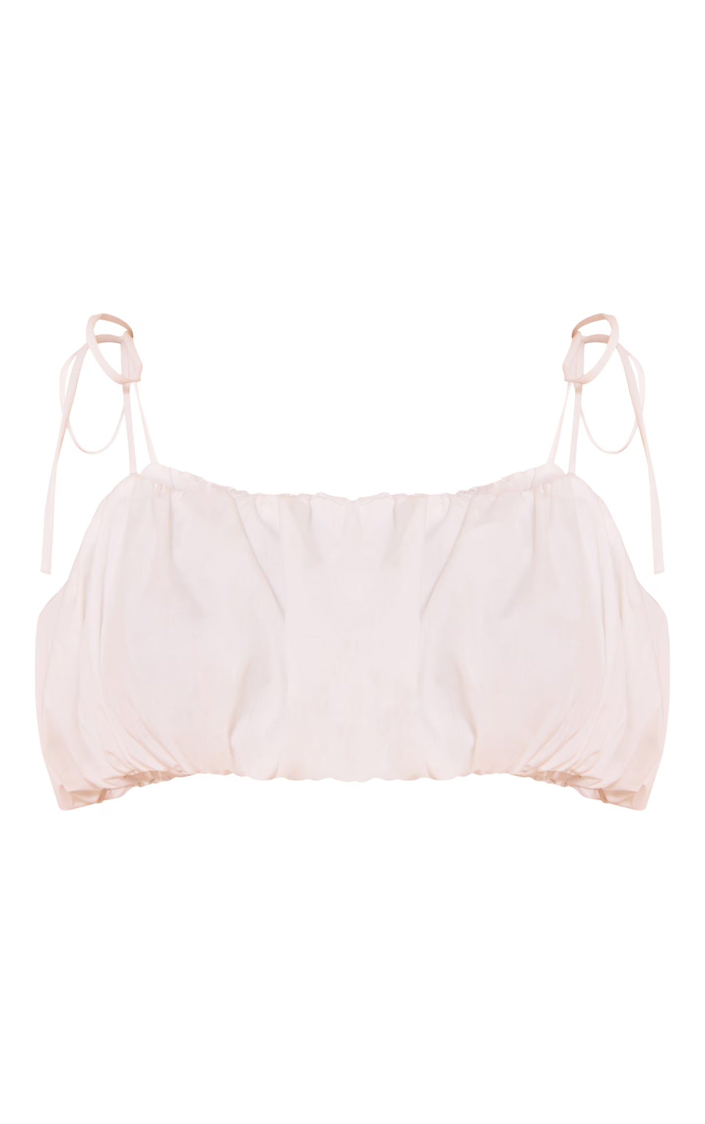 White Cotton Poplin Tie Strap Bralette