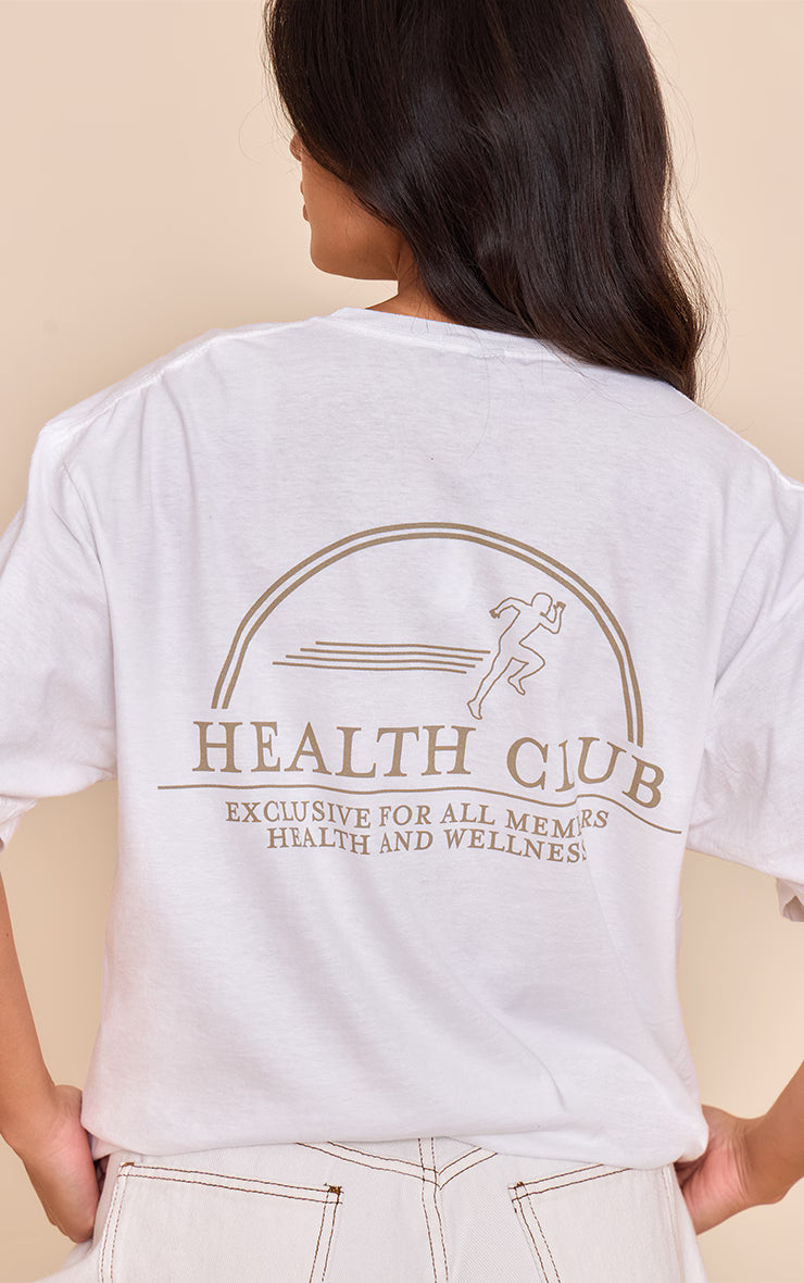 White Health Club Graphic Oversized T-shirt