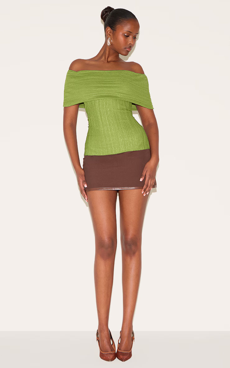 Green Rib Style Fold Over Top