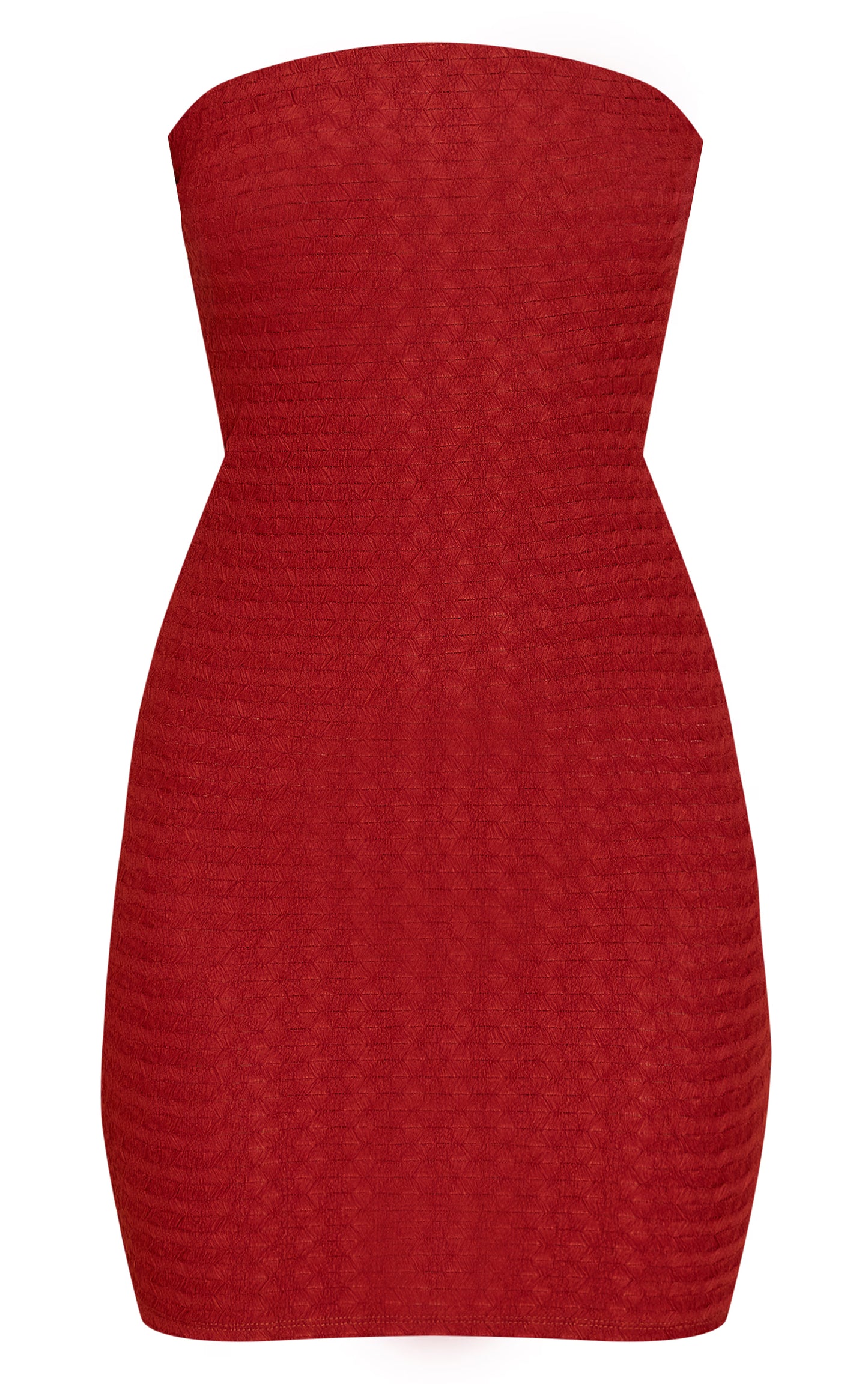 Rust Textured Bandeau Bodycon Dress