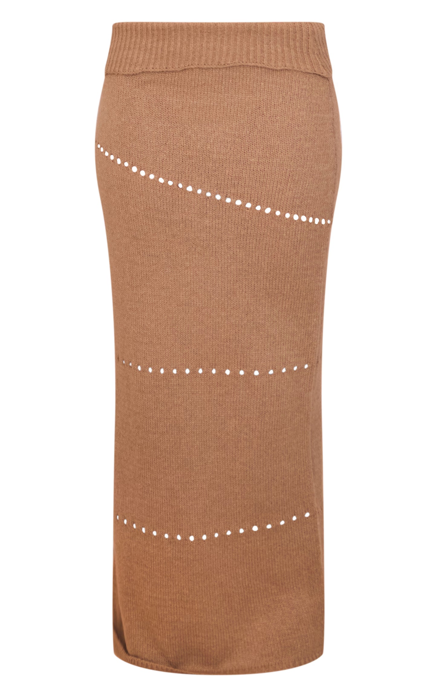 Chocolate Fold Over Knit Maxi Skirt