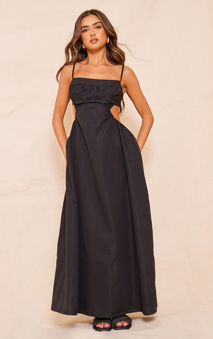 Black Cut Out Back Maxi Dress
