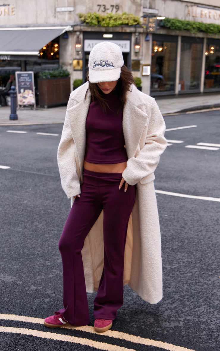Burgundy Premium Soft Touch Skinny Flare Pants