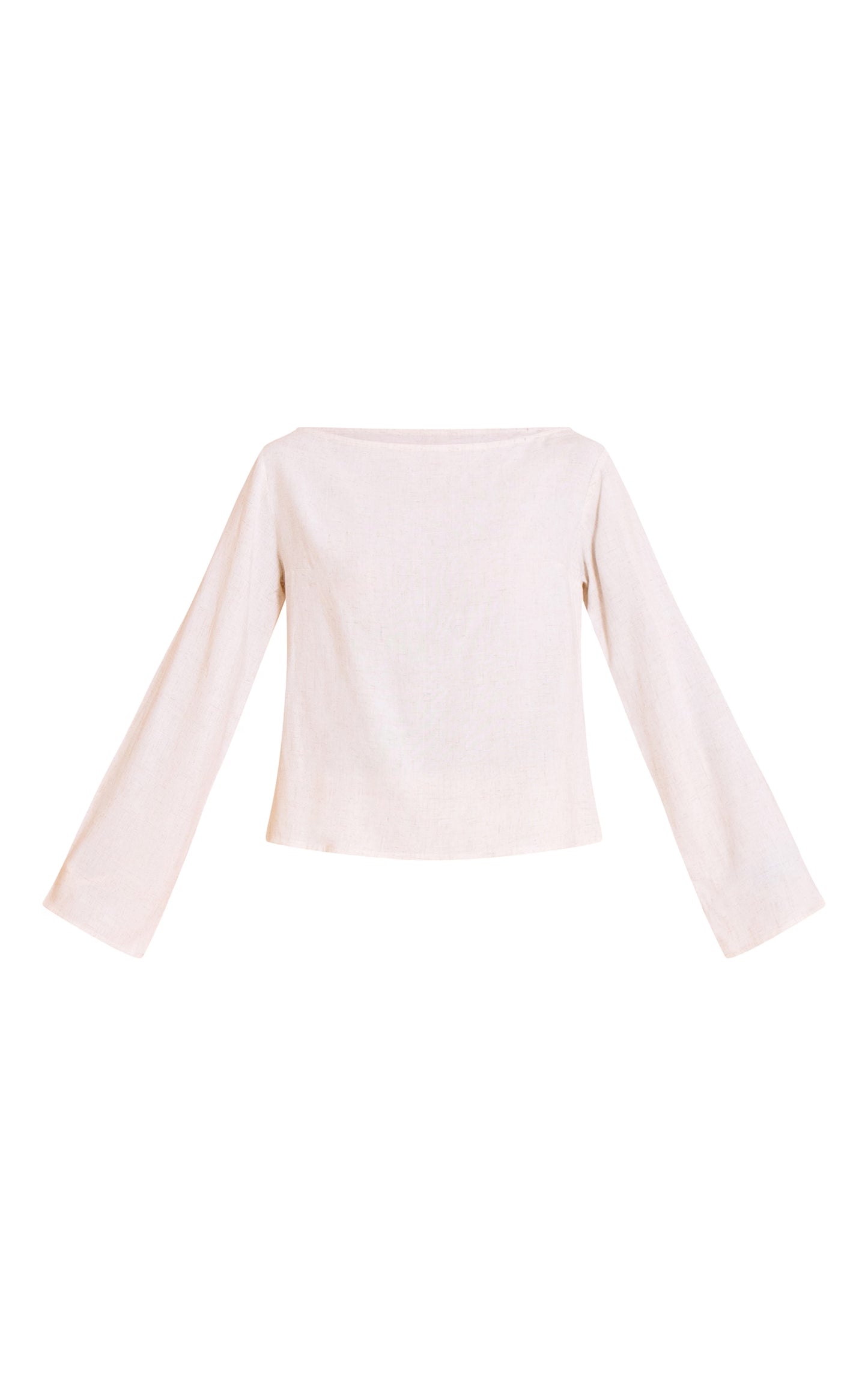 Beige Lightweight Woven Long Sleeve Oversized Top
