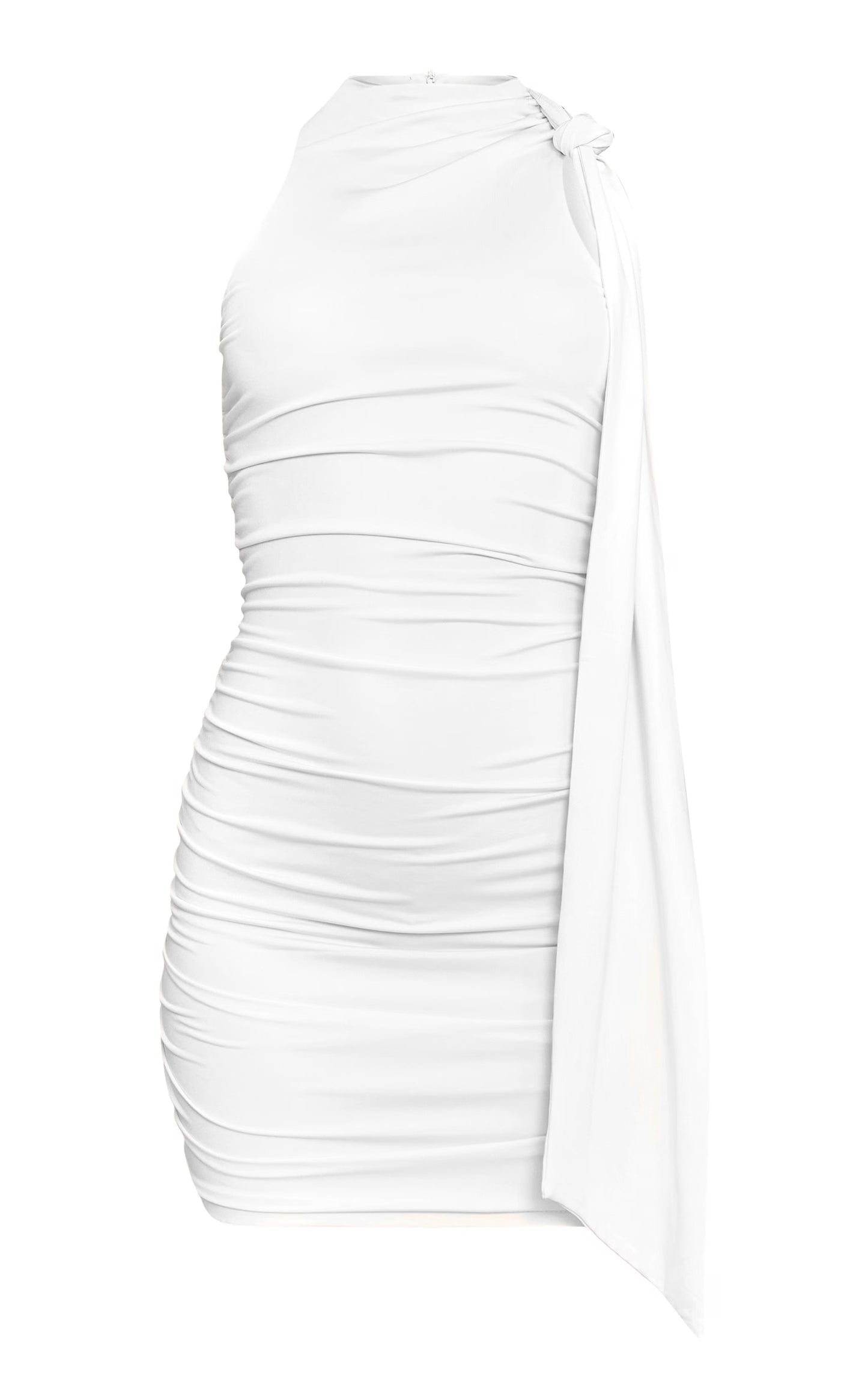 Cream Soft Touch Knot Wrap Mini Dress