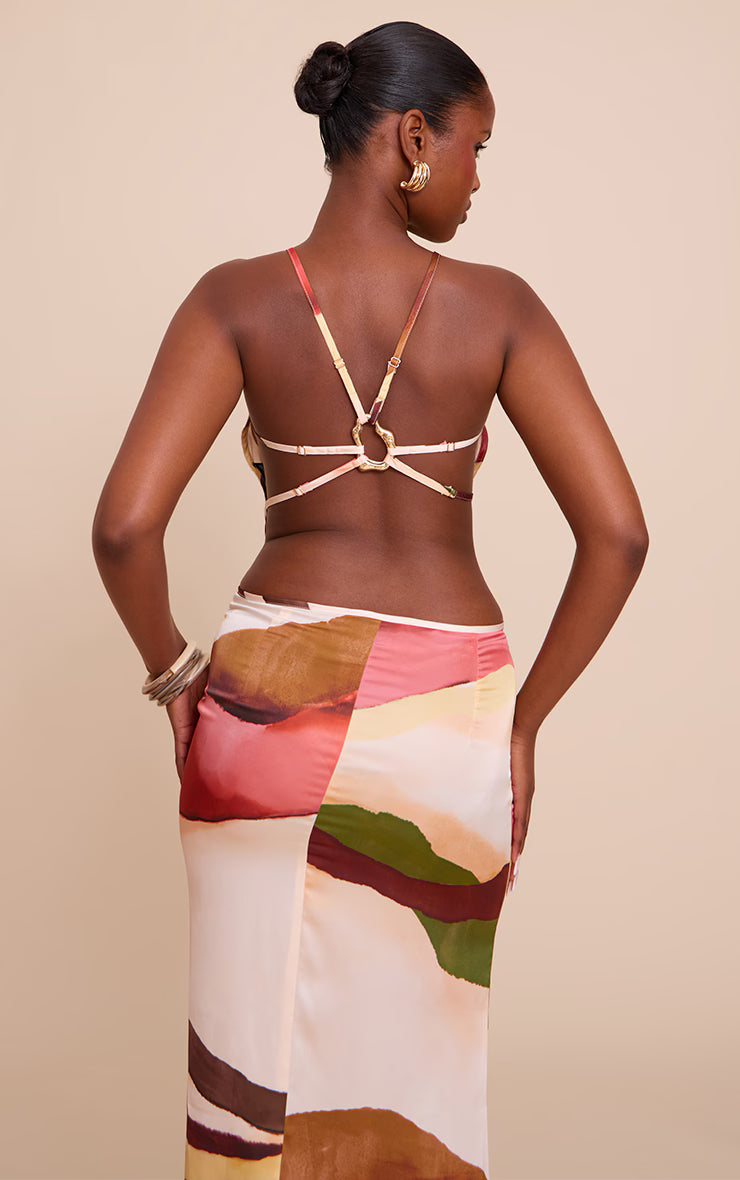 Multi. Abstract Print Satin Cami Top