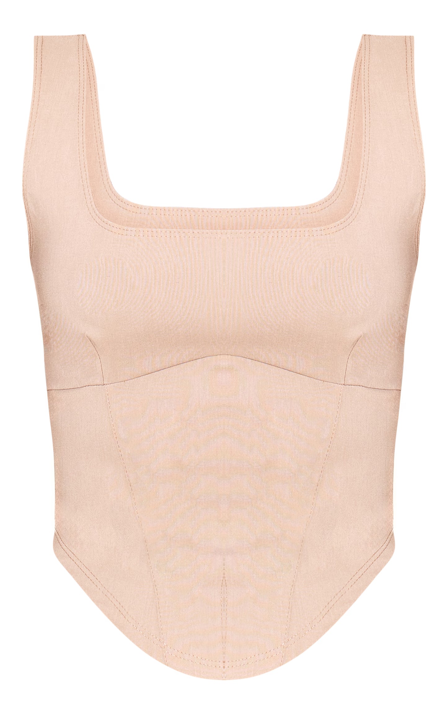 Cream Marl Stretch Woven Square Neck Corset Top