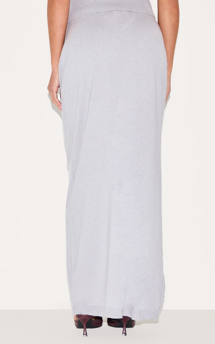 Ash Grey Basic Knit Maxi Skirt
