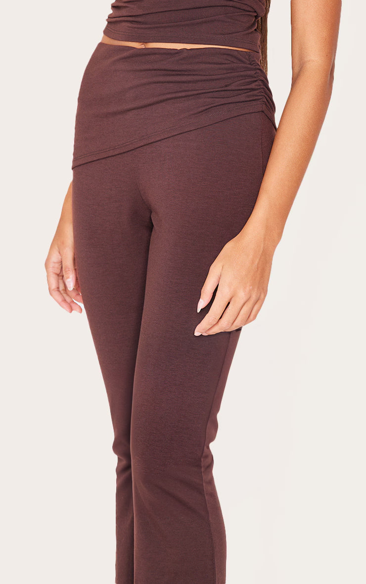 Chocolate Jersey Ruched Wrap Skinny Flare Pants