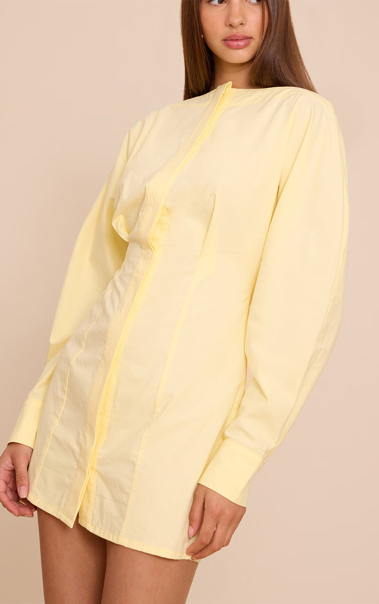 Lemon Button Down Boat Neck Cocoon Sleeve Bodycon Dress