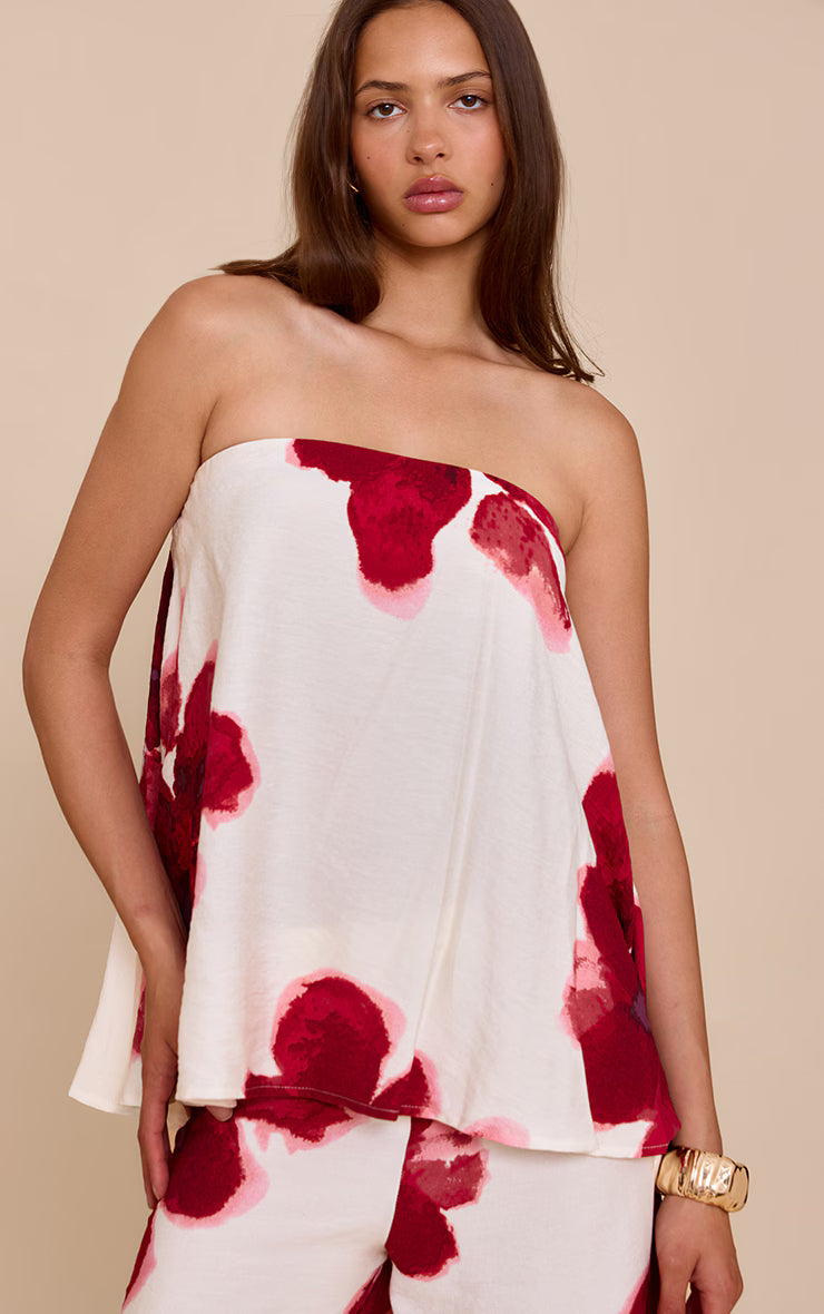 Multi Floral Print Floaty Bandeau Top