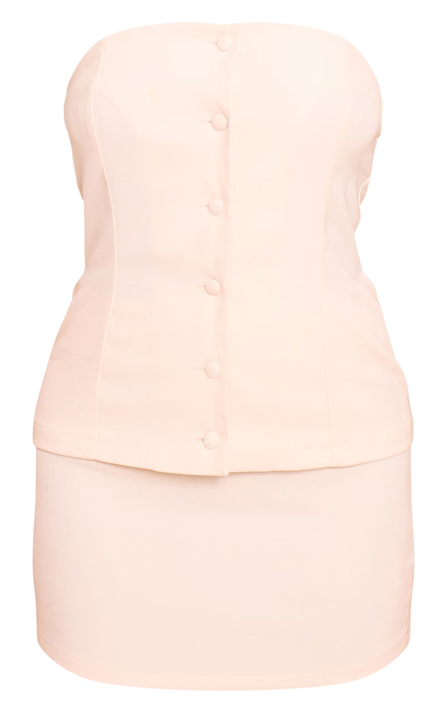 Cream Bandeau Vest Detail Bodycon Dress