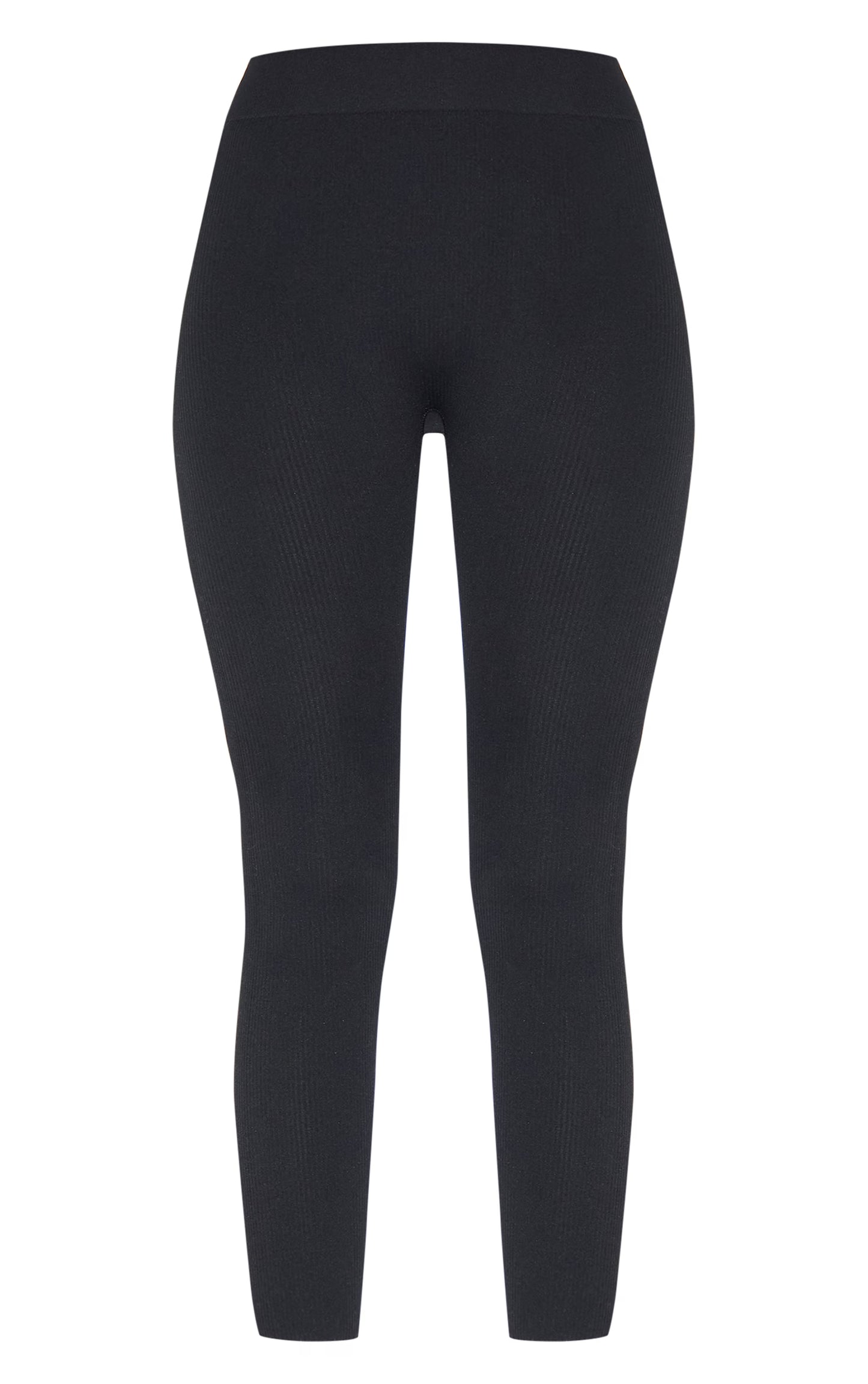 Black Structured Snatched Ribbed Leggings