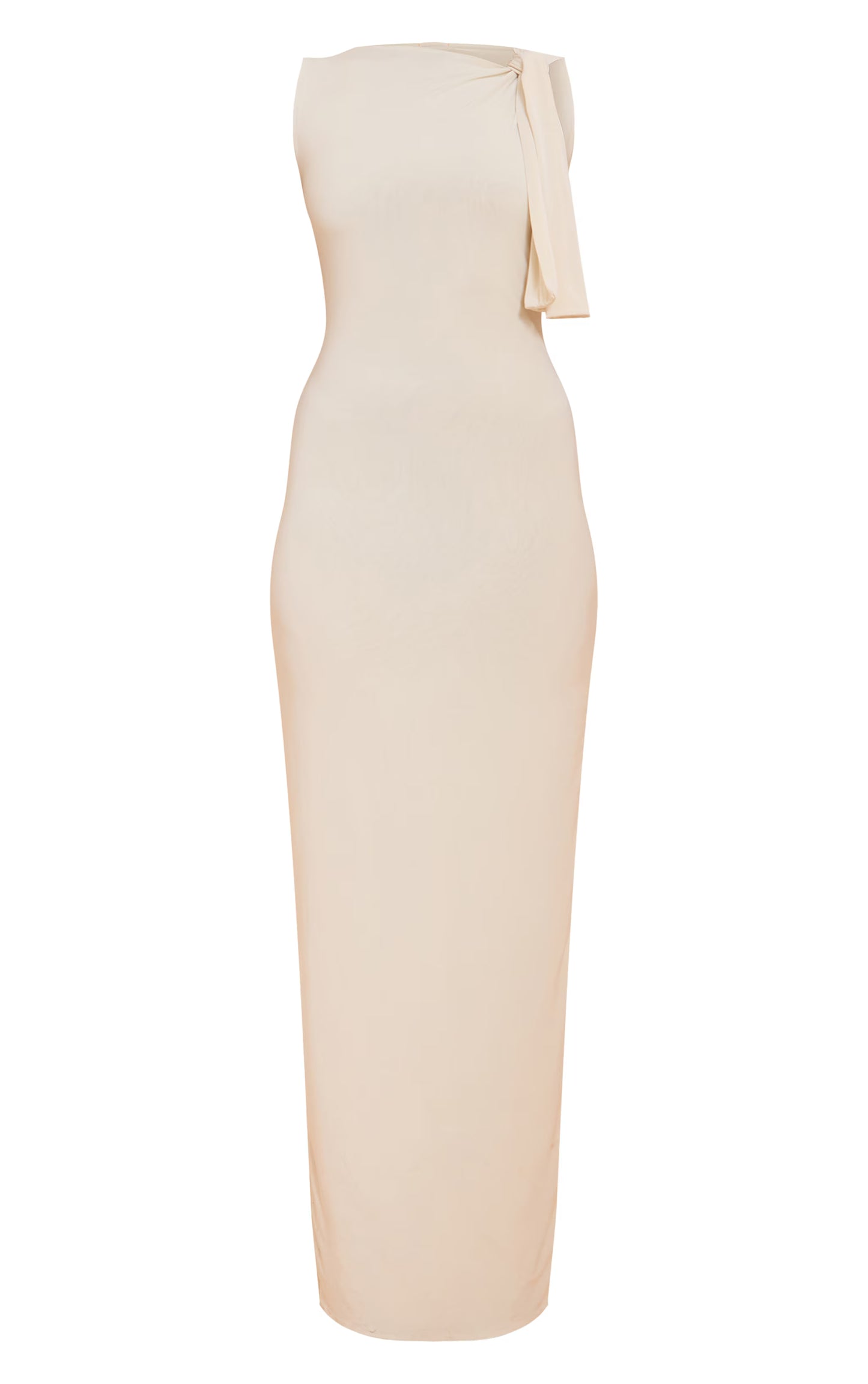 Butter Cream Slinky Knot Drape Midaxi Dress