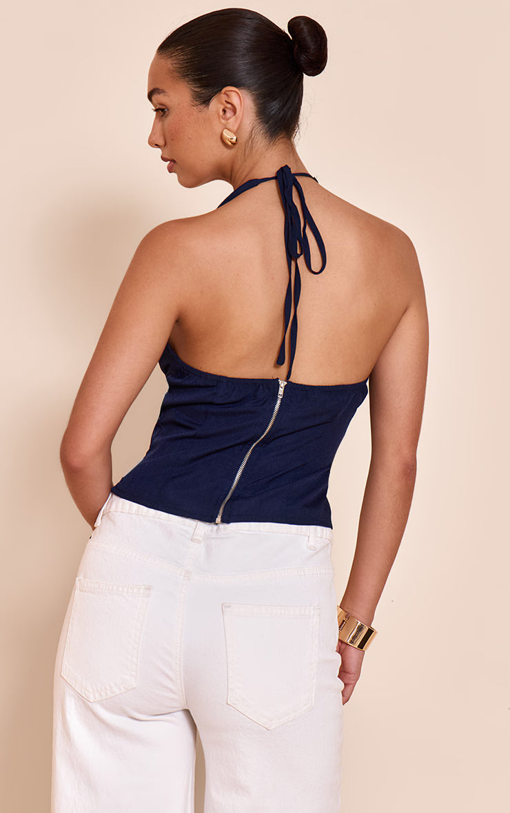 Navy Halterneck Cami Top