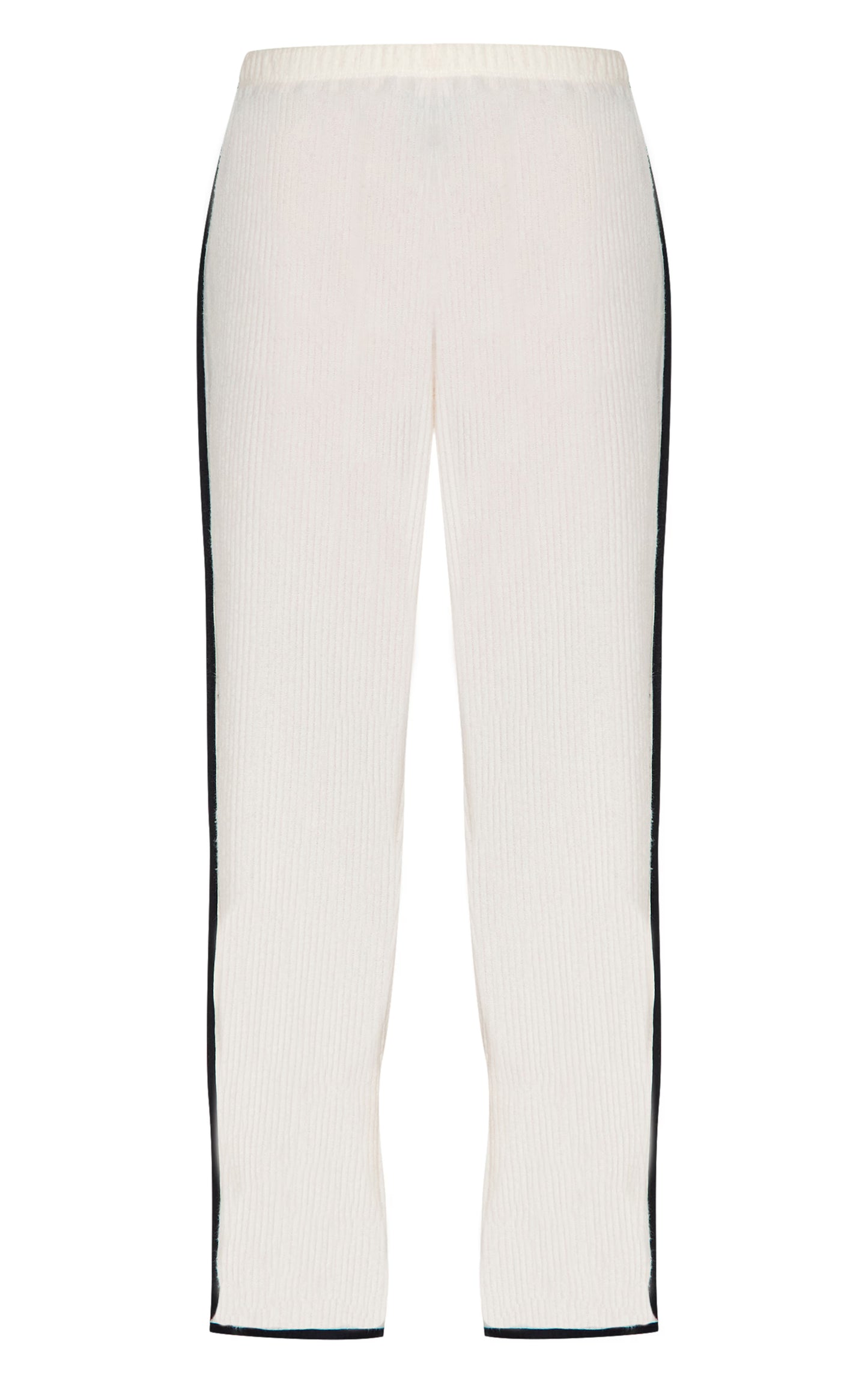 Cream Soft Rib Straight Leg Pants