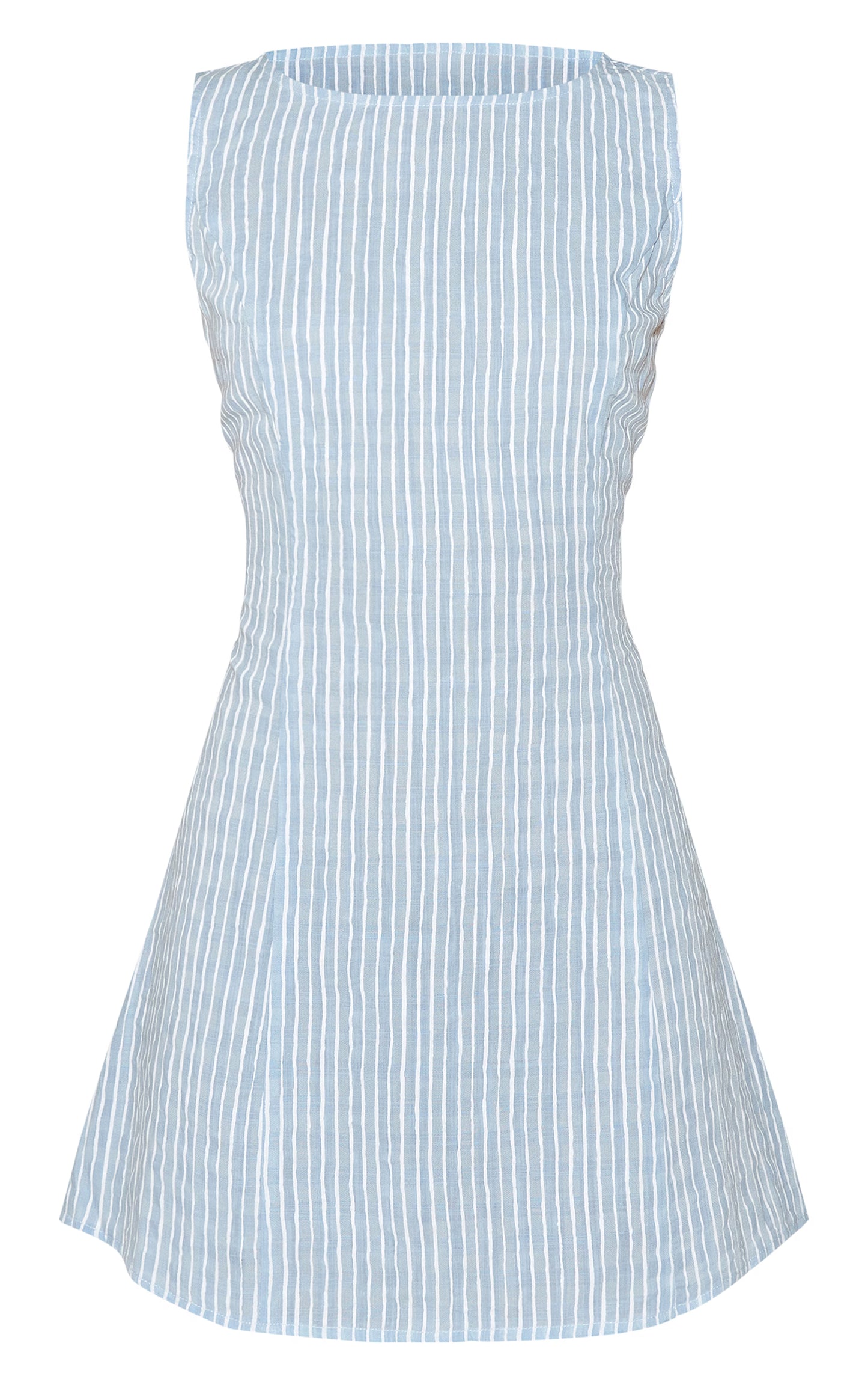 Blue Striped Boat Neck Dress
