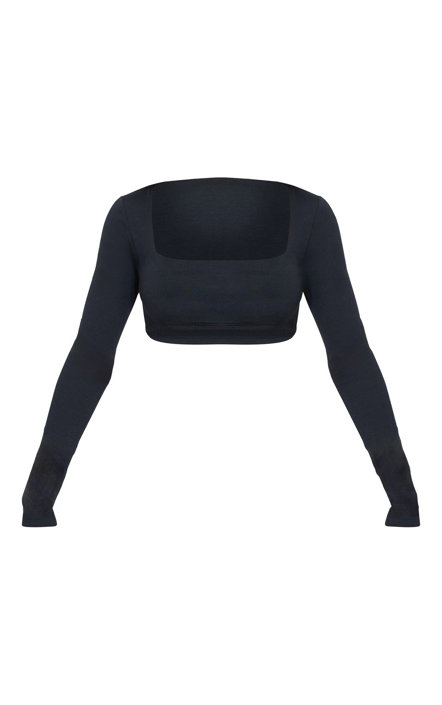 Black Contour Jersey Cropped Square Neck Top
