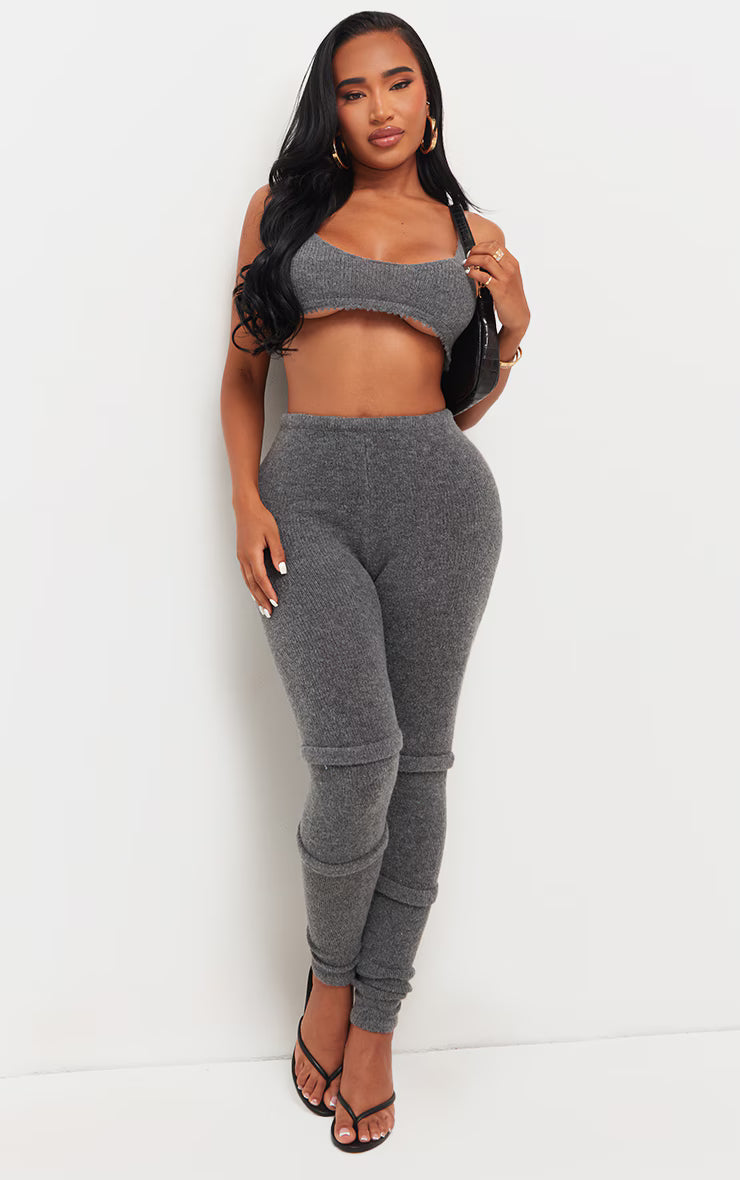 Shape Charcoal Knit Extreme Crop Bralet
