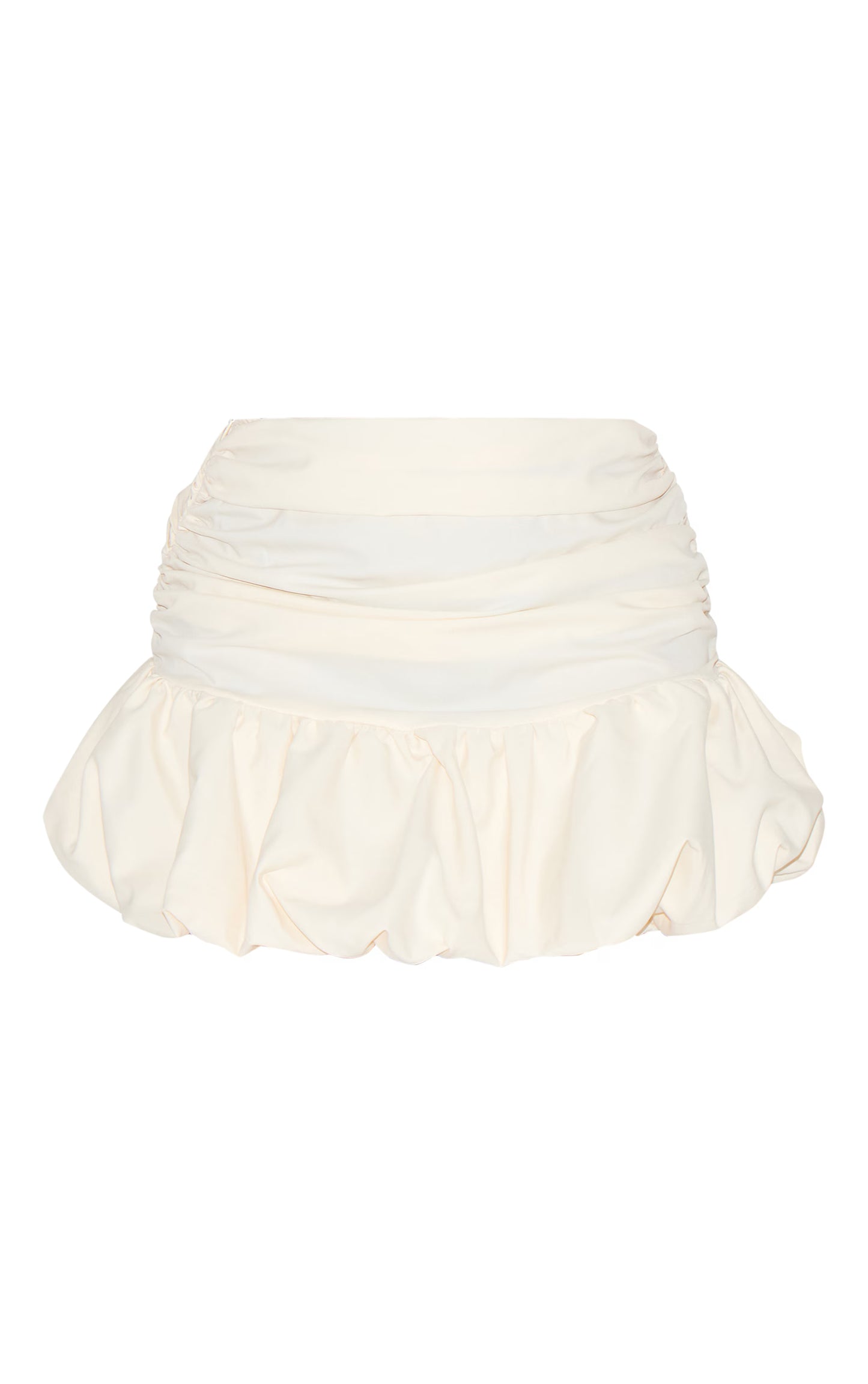 Shape Cream Ruched Dropped Hem Puffball Mini Skirt