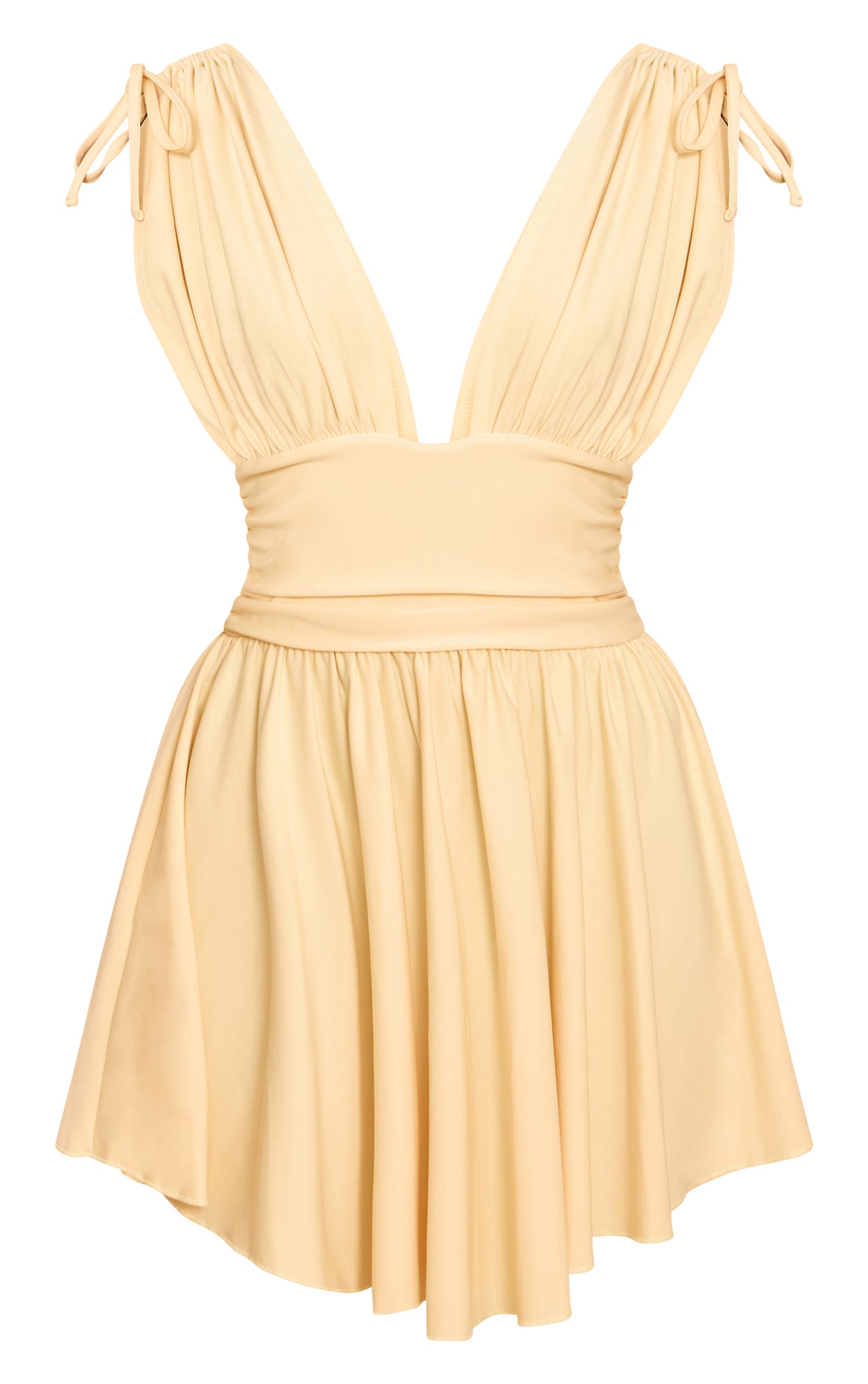 Lemon Jersey Plunge Neck Shift Dress