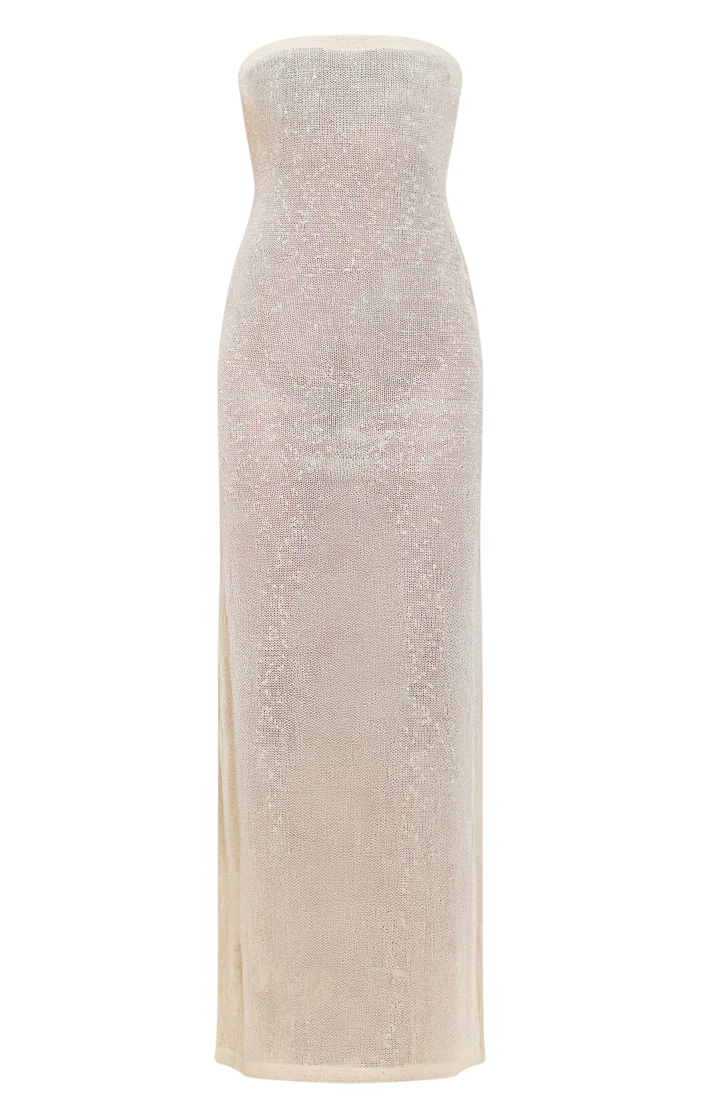 Pale Lime Sequin Sheer Bandeau Maxi Dress