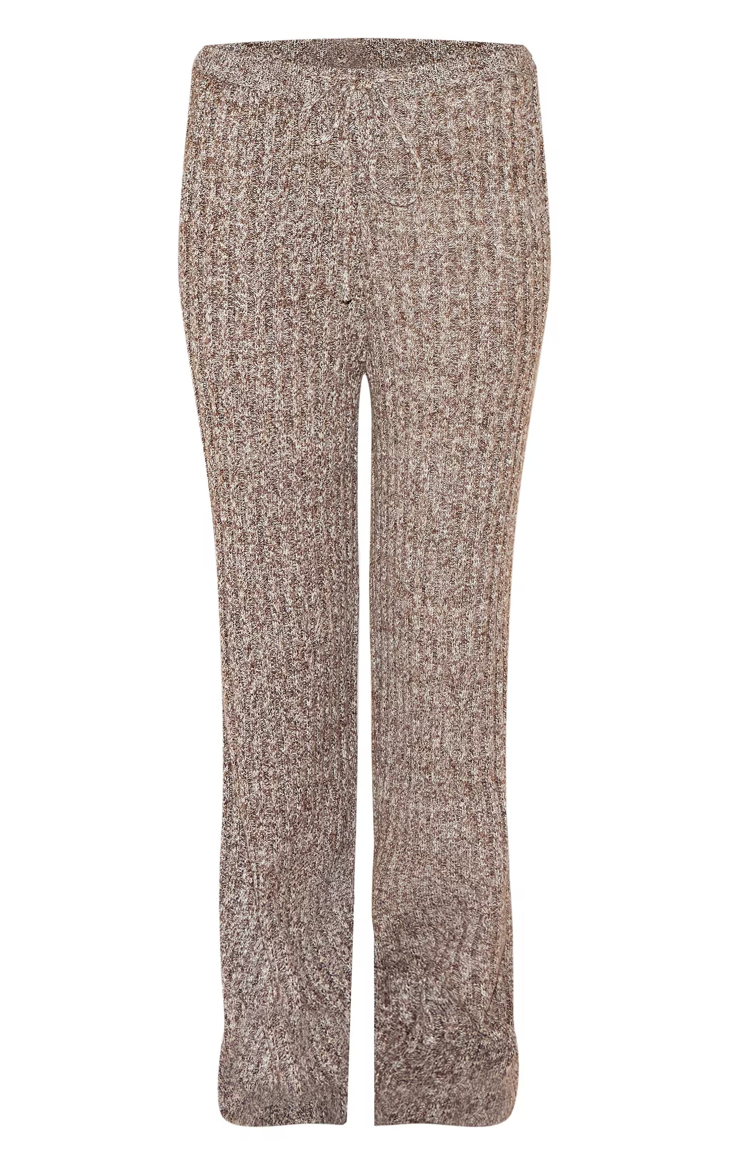 Chocolate Marl Knitted Tie Waist Pants