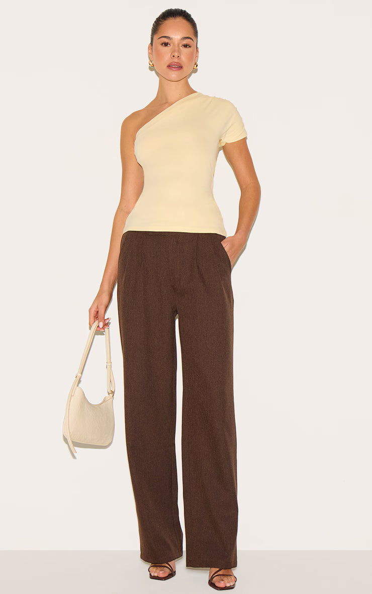 Butter Yellow One Shoulder Asymmetric Top