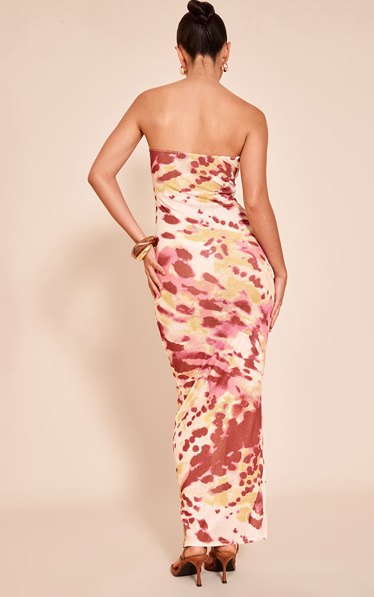 Multi Onion Skin Bandeau Print Maxi Dress