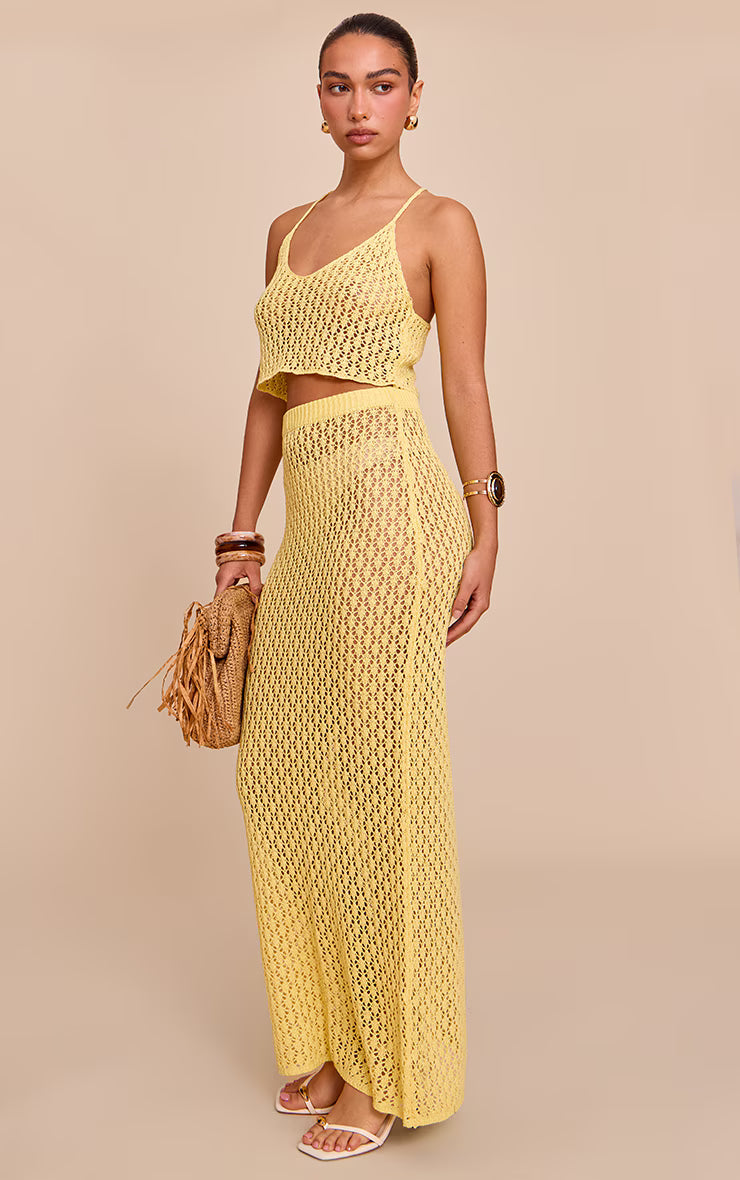 Lemon Crochet Knit Crop Top
