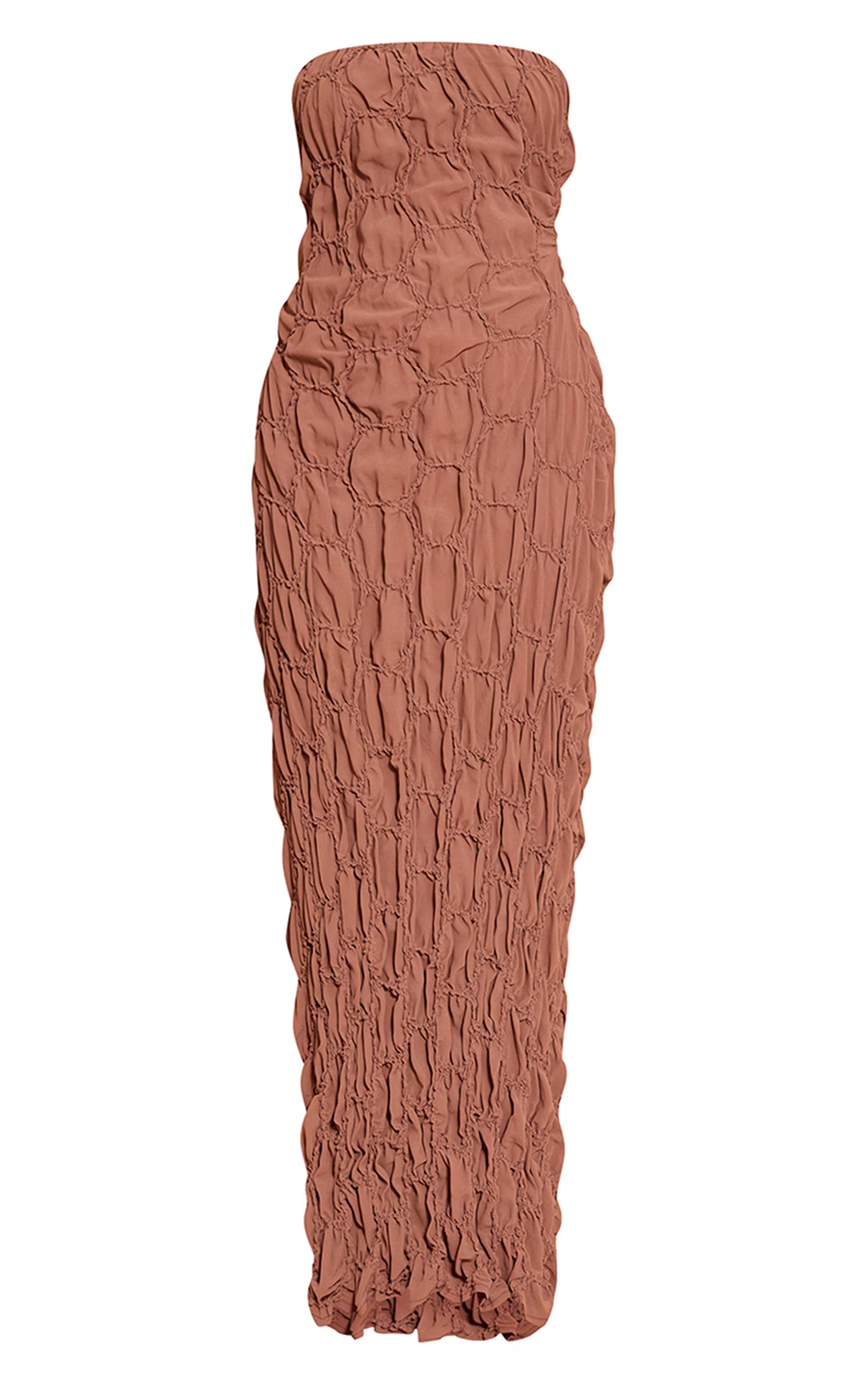 Chocolate Textured Bandeau Maxi Dress