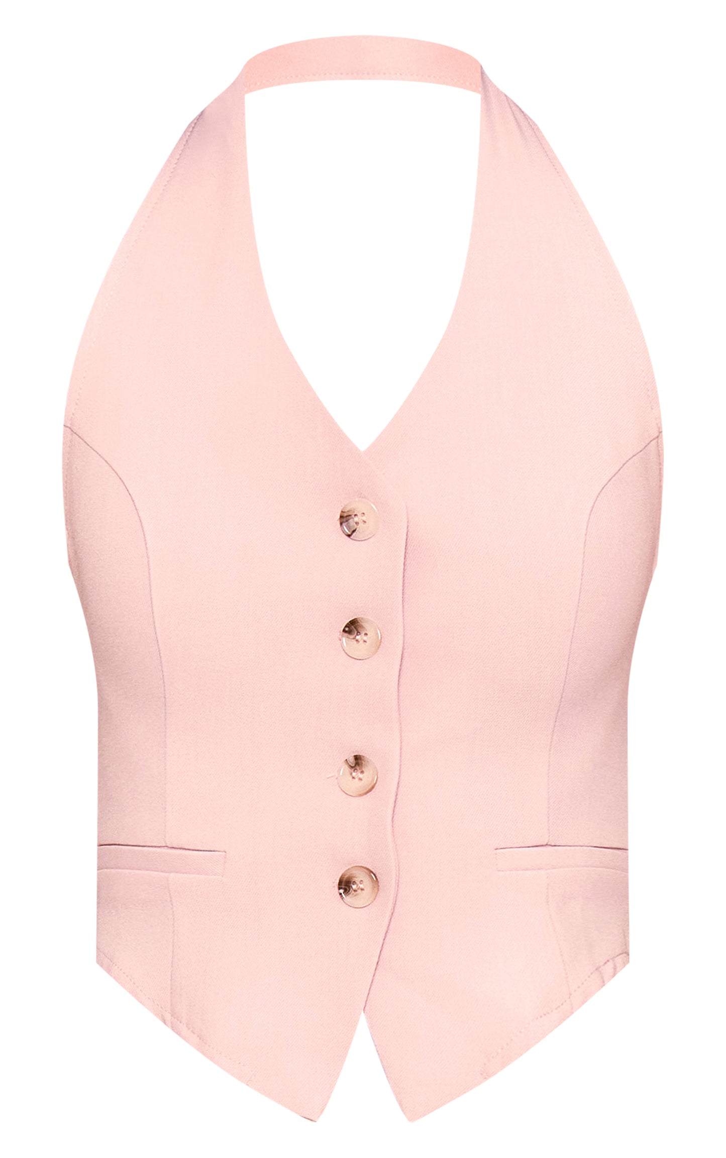 Pale Rose Tailored Woven Backless Halterneck Vest