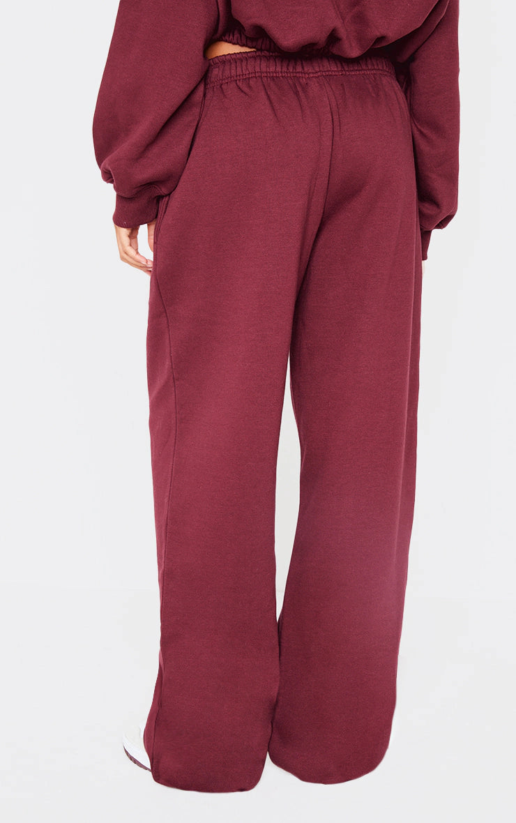 Burgundy Drawcord Hem Oversized Sweatpants