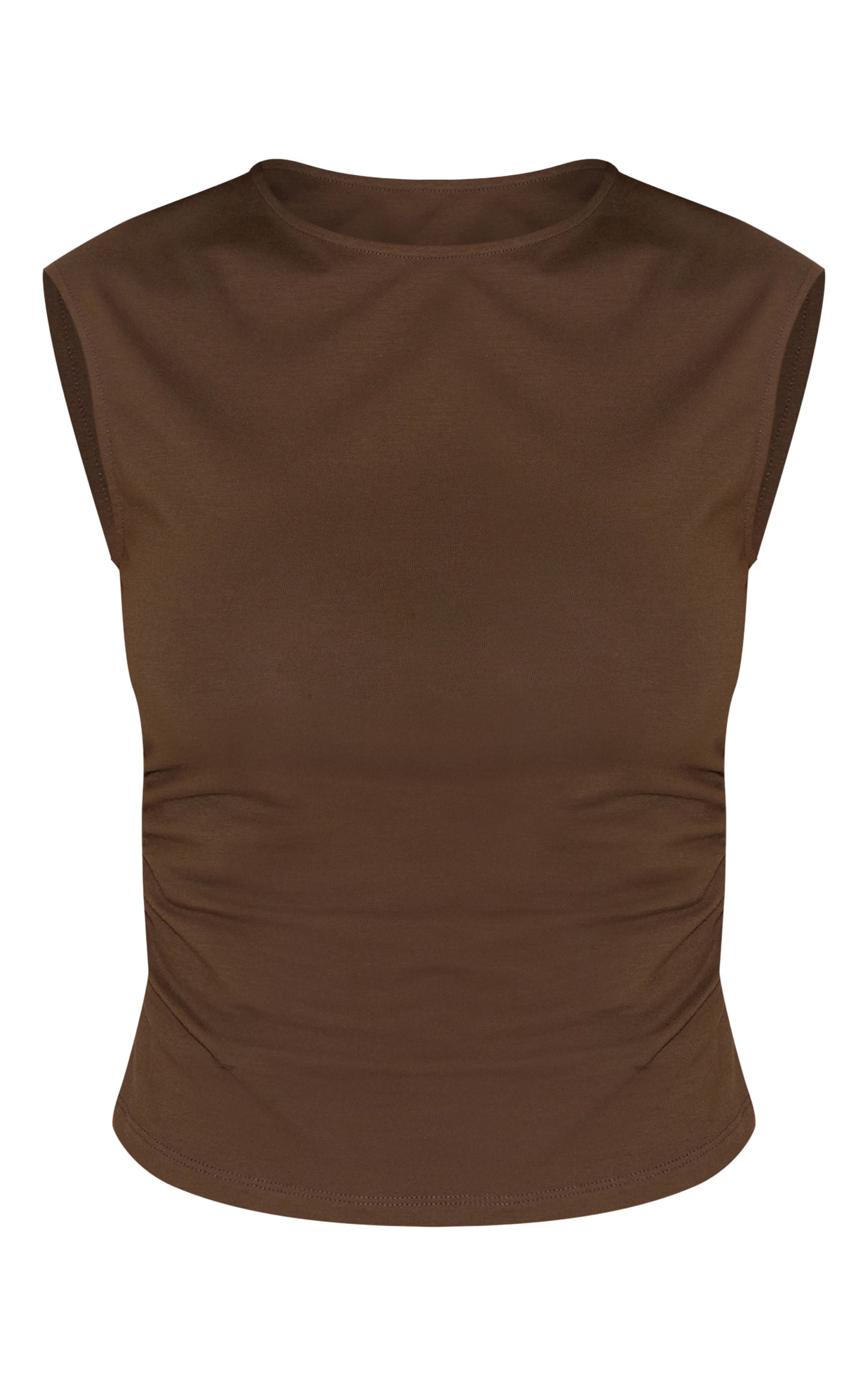 Mushroom Soft Cotton Ruched Side Sleeveless Top