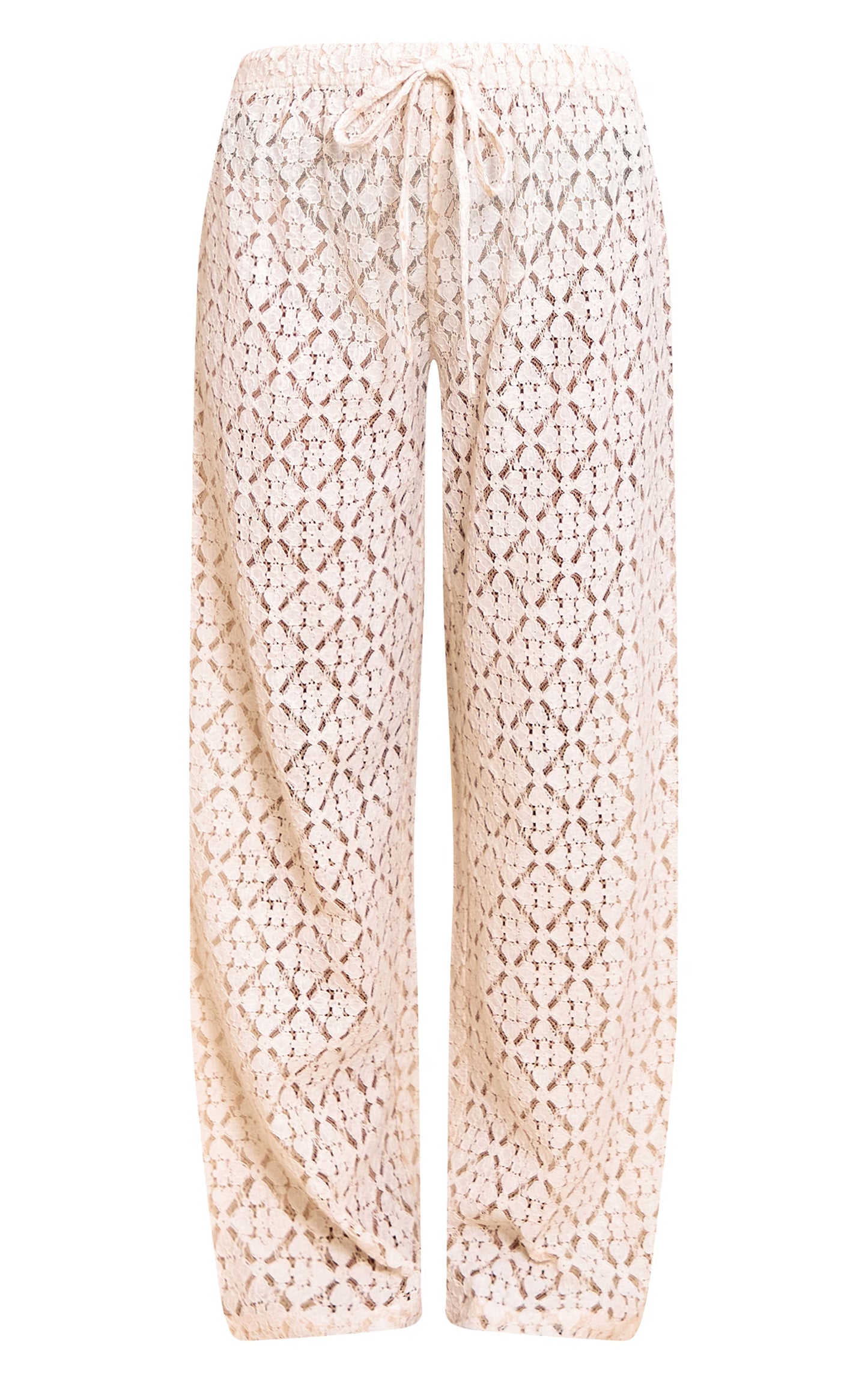 Cream Lace Straight Leg Pants