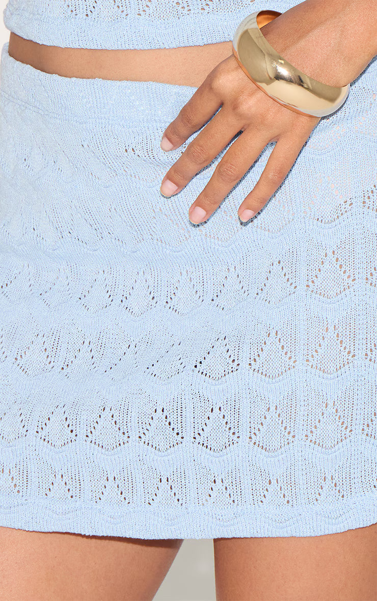 Baby Blue Crochet Mini Skirt