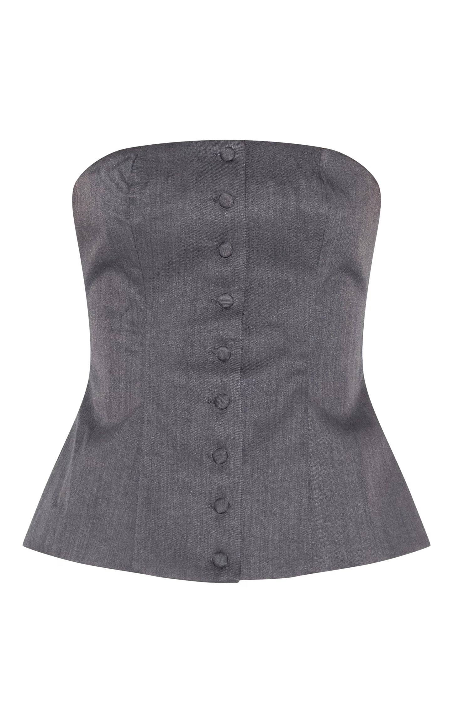 Charcoal Woven Structured Bandeau Vest